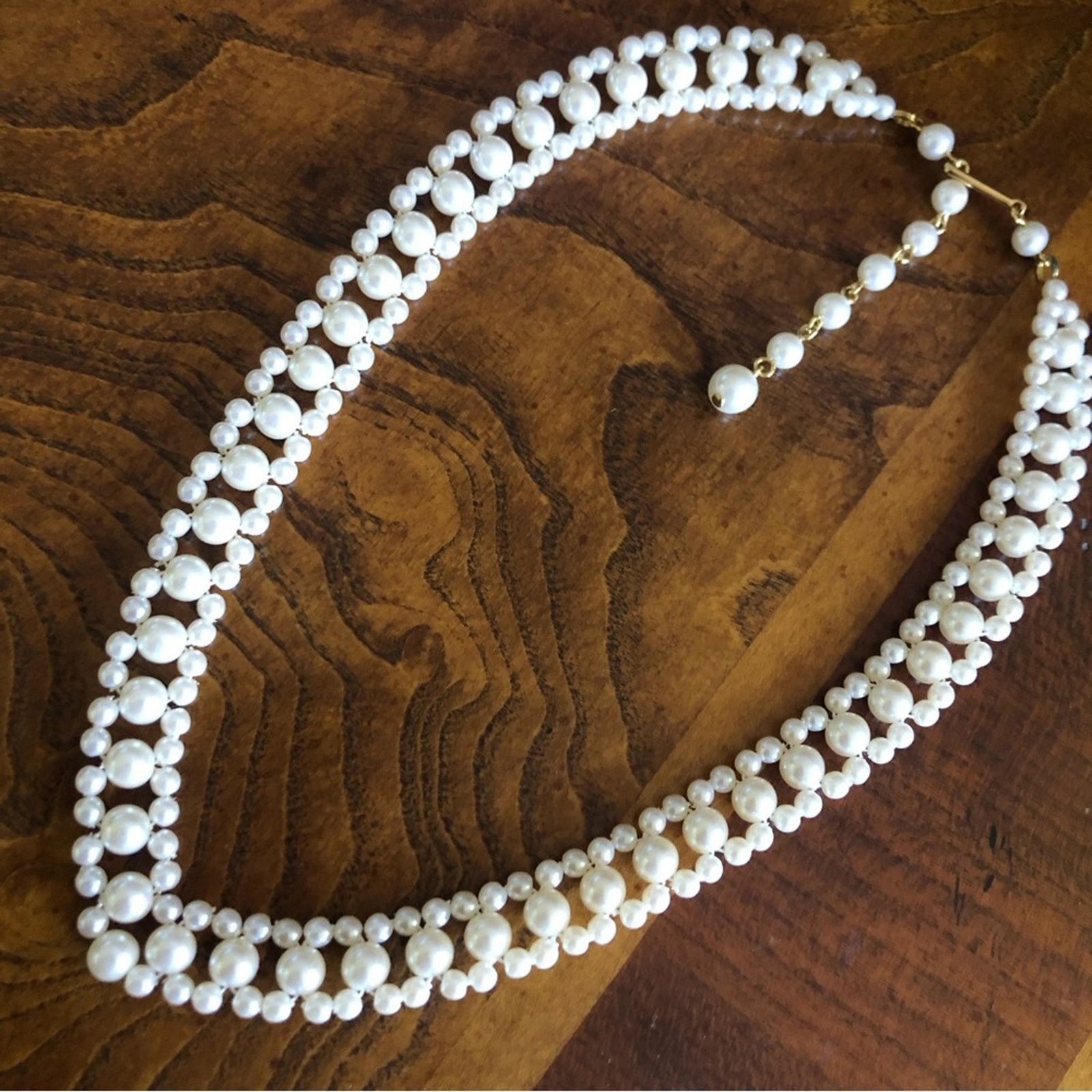 Vintage Vintage braided v shape cream tone beaded necklace Size ONE SIZE - 9 Thumbnail