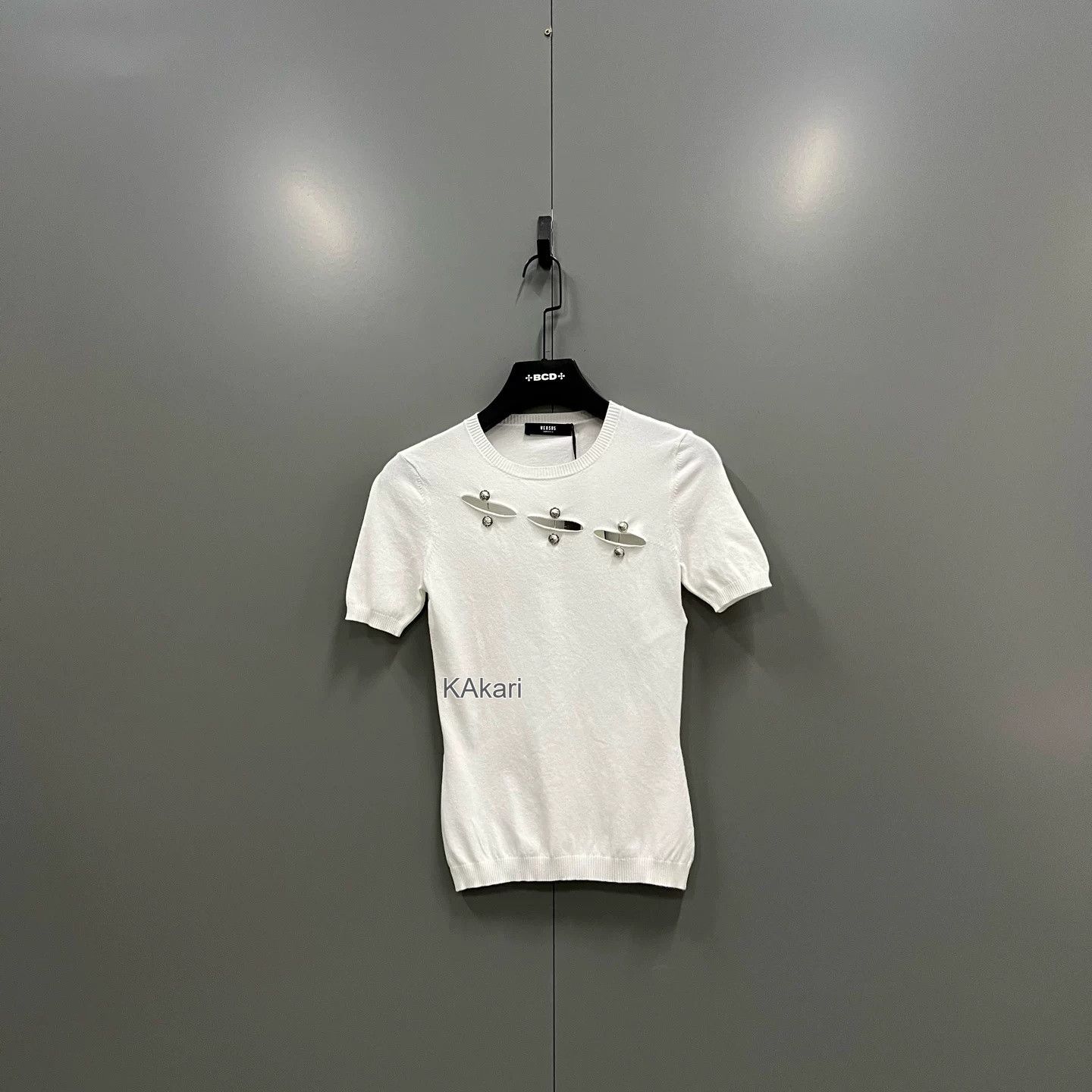 Versace Versace Pin-Decorated Knit Short-Sleeve Size US XS / EU 42 / 0 - 1 Thumbnail