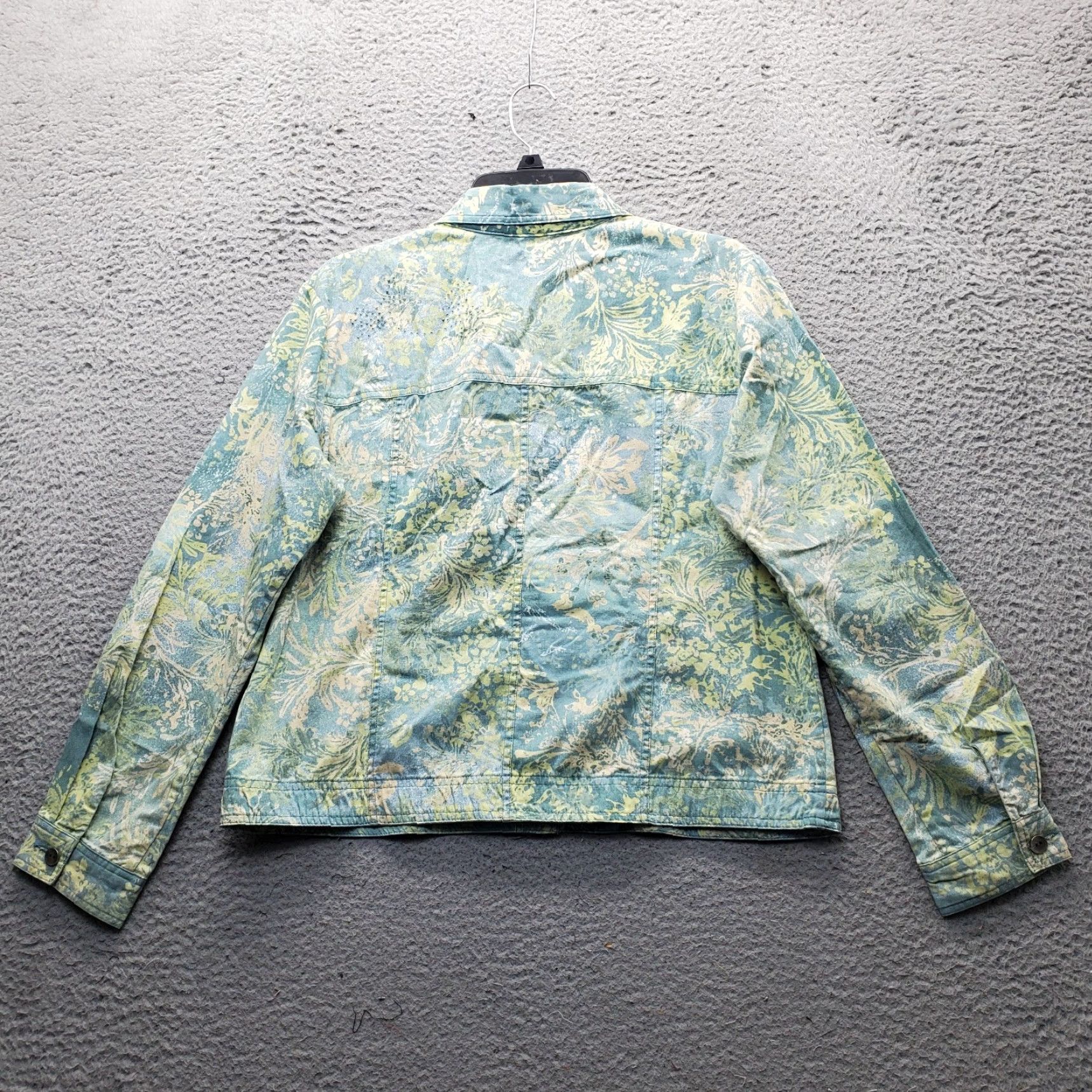 Coldwater Creek Coldwater Creek Jacket Womens M Beaded Collared Button Front Leaf Print Multicolor Autumn Winter Size M / US 6-8 / IT 42-44 - 2 Thumbnail
