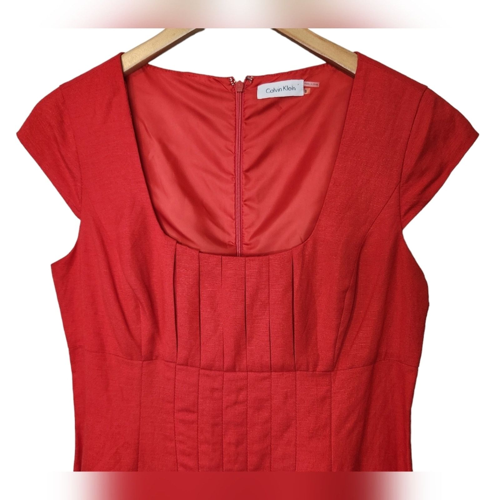 Calvin Klein Calvin Klien Red Linen pleated fit and flare dress 8 Size M / US 6-8 / IT 42-44 - 5 Thumbnail