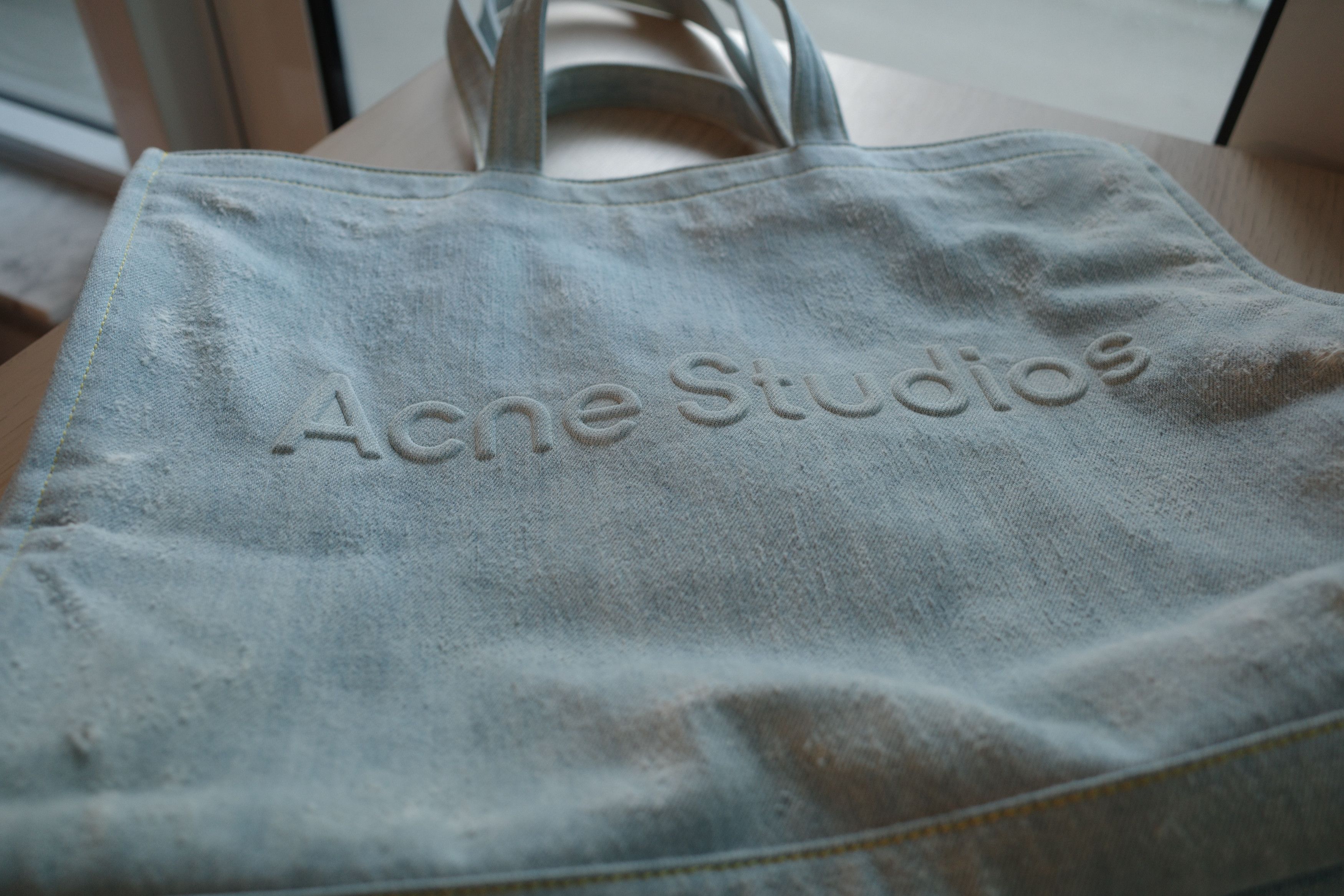 Acne Studios Distressed Denim Logo Shopper Tote Bag Size ONE SIZE - 6 Thumbnail