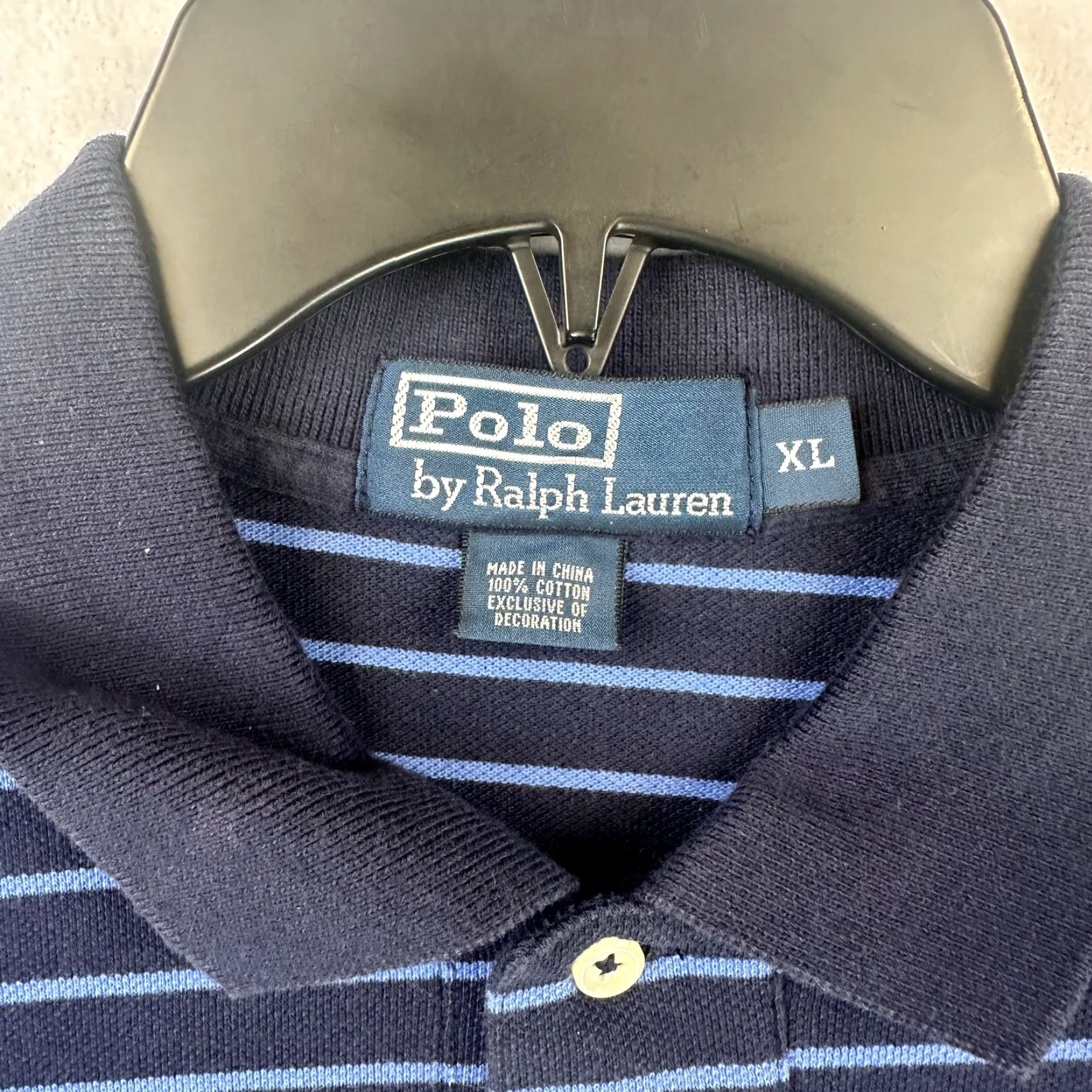 Polo Ralph Lauren Polo Ralph Lauren Polo Shirt Mens XL Navy Blue Striped Classic Fit Short Sleeve Size US XL / EU 56 / 4 - 4 Thumbnail