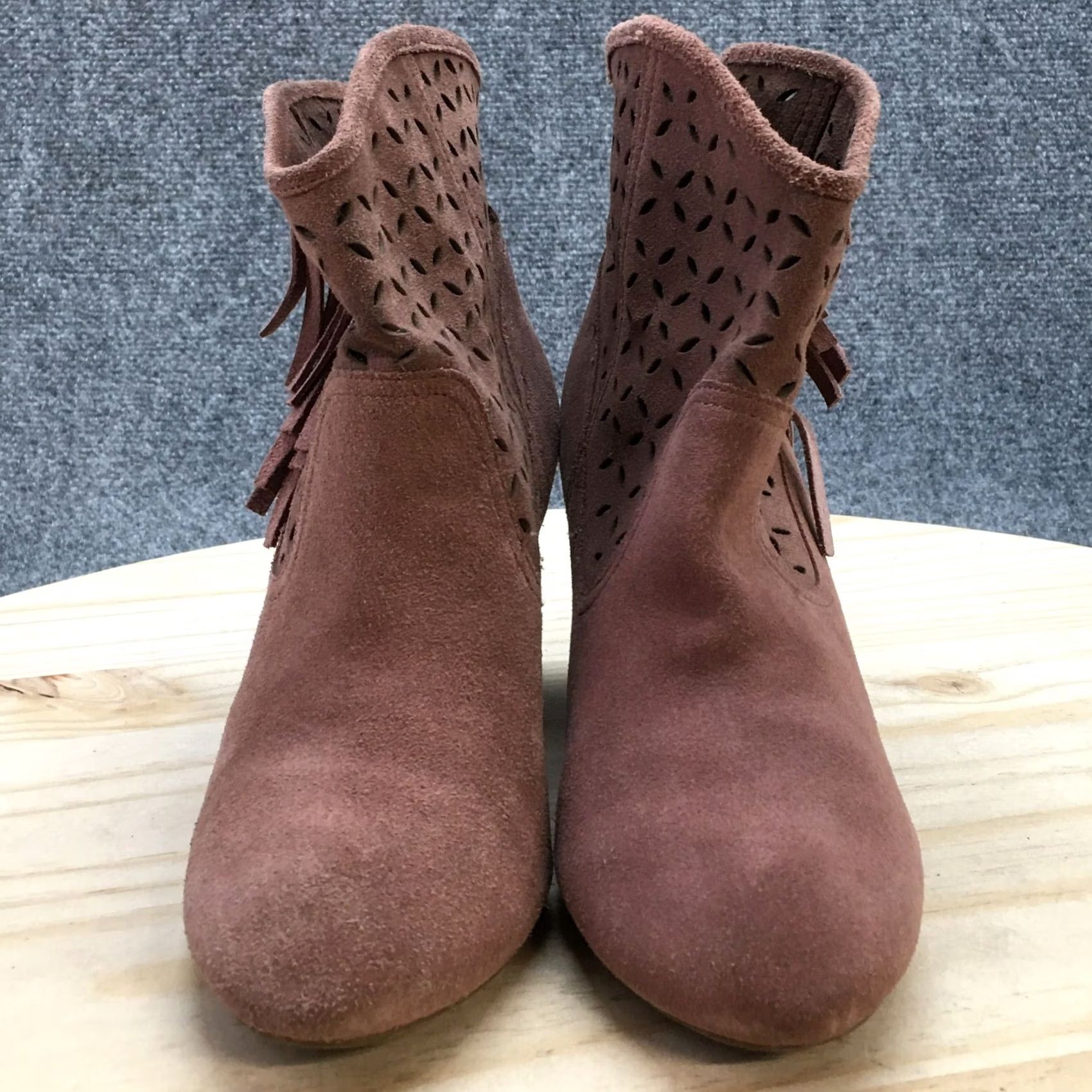 Jessica Simpson Jessica Simpson Boots Women's Fringe Ankle Booties Suede Pink Pull On 8.5M High Heel Size US 9 / IT 39 - 4 Thumbnail