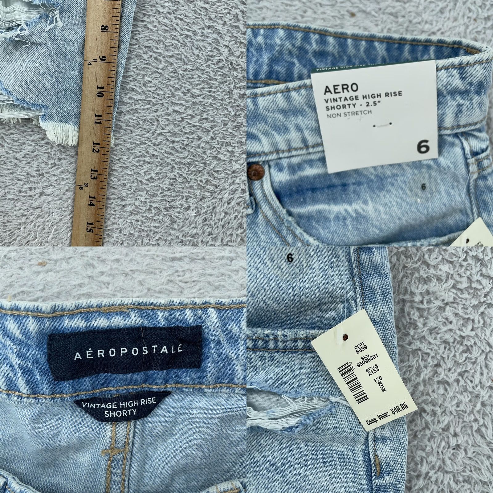 Vintage Aéropostale High Rise Shorty Denim Shorts Light Wash Vintage Distressed Womens 6 Blue Shorty Vintage Womens Jeans Shorts Size 28" / US 6 / IT 42 - 8 Thumbnail