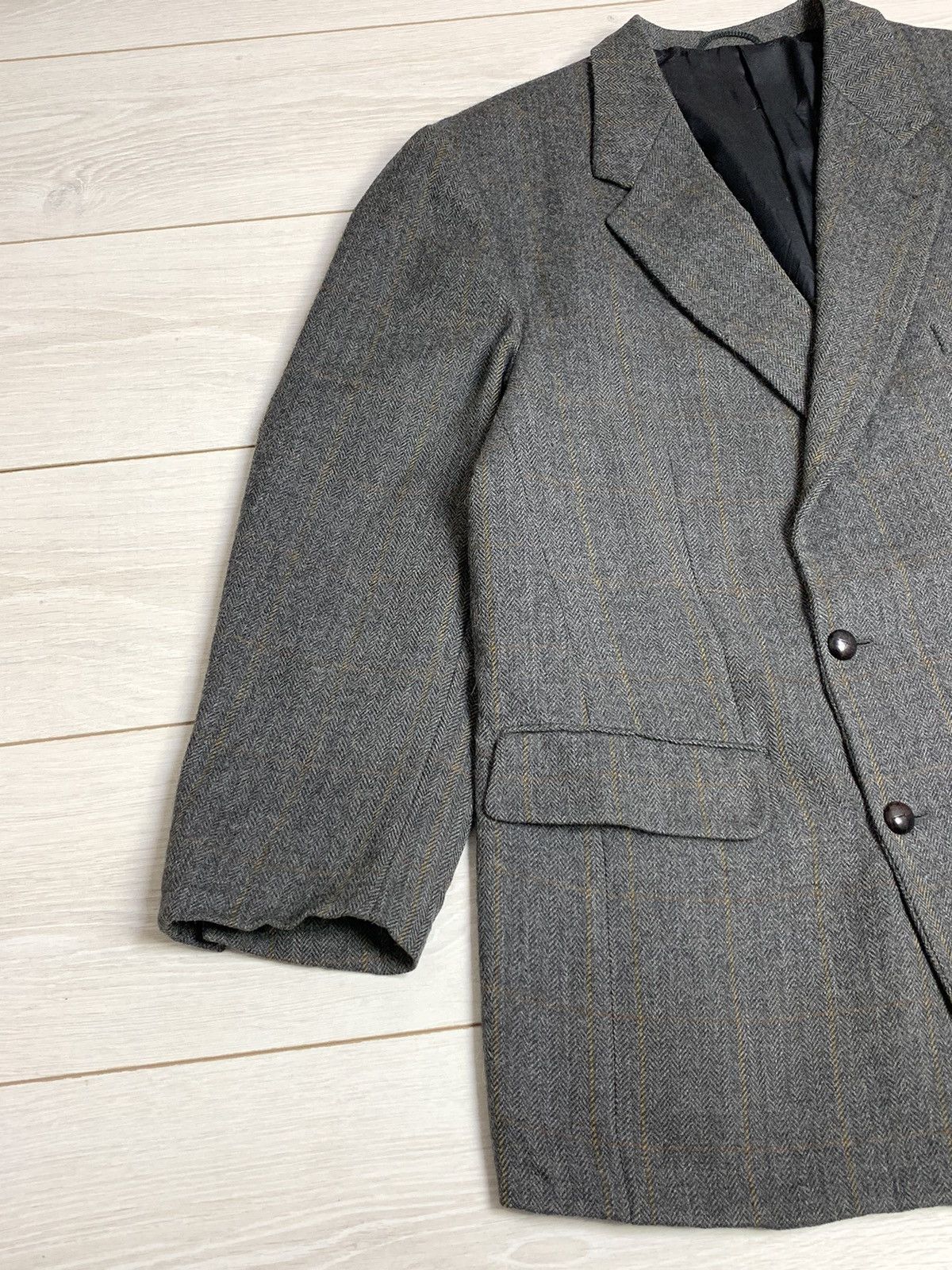 Burberry Vintage Burberrys’ Alpaca & New Wool Herringbone Blazer Grey Size 46S - 2 Thumbnail