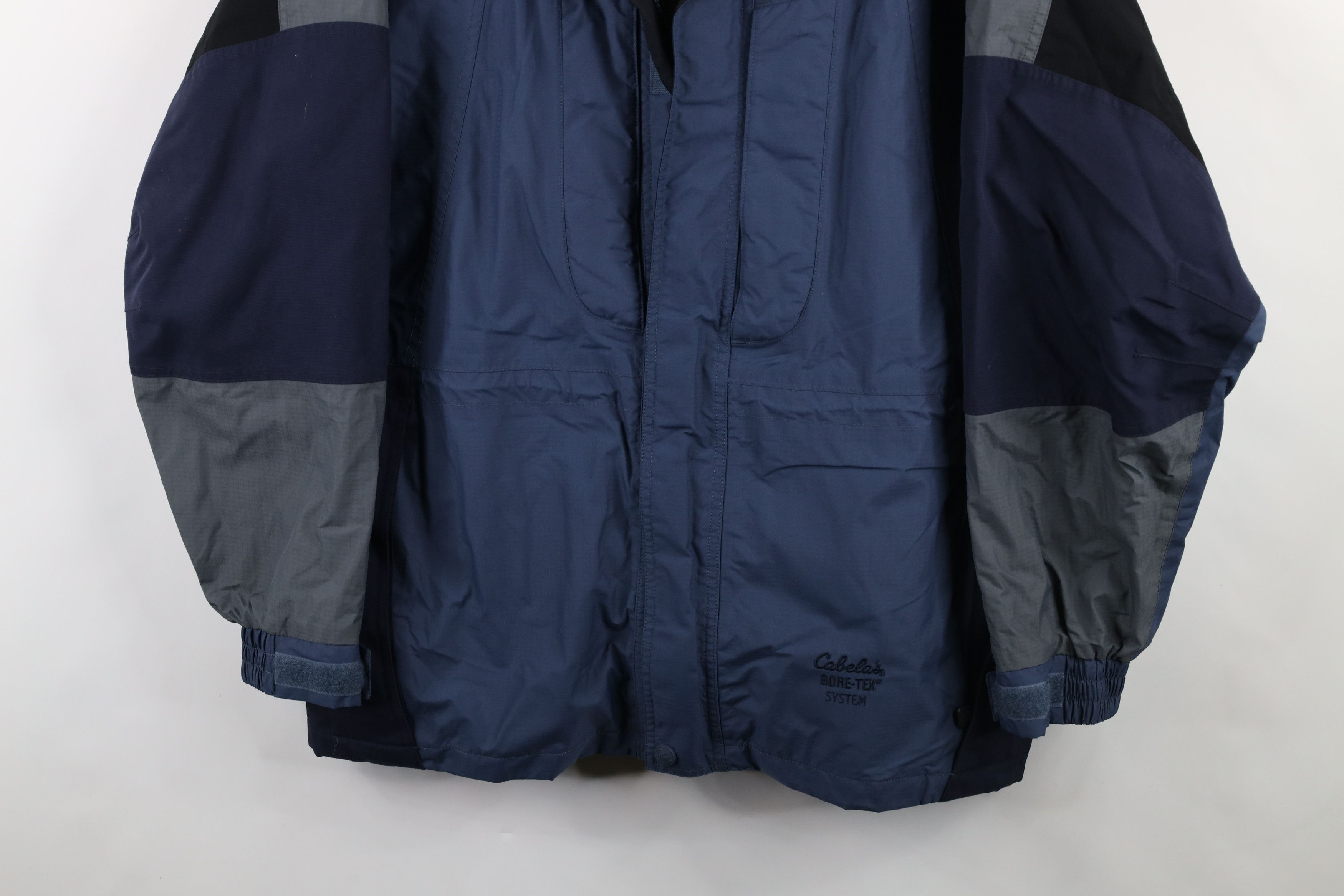Cabelas × Vintage Vintage 90s Cabelas Waterproof Full Zip Jacket Coat Blue Size US L / EU 52-54 / 3 - 3 Thumbnail