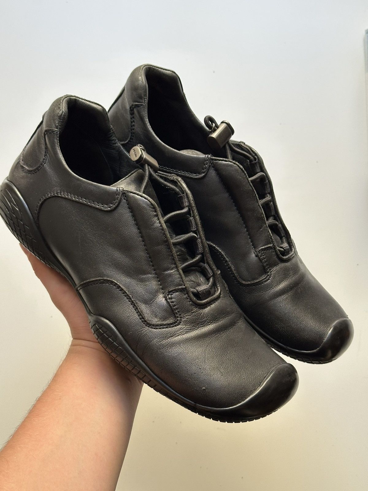 Prada sports archive leather shoes black メンズ Archive PRADA