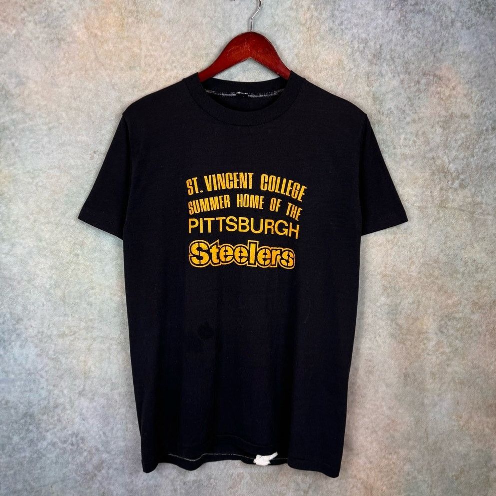 Vintage VTG 80s Pittsburgh Steelers NFL T Shirt Sz M Black Size US M / EU 48-50 / 2 - 1 Thumbnail