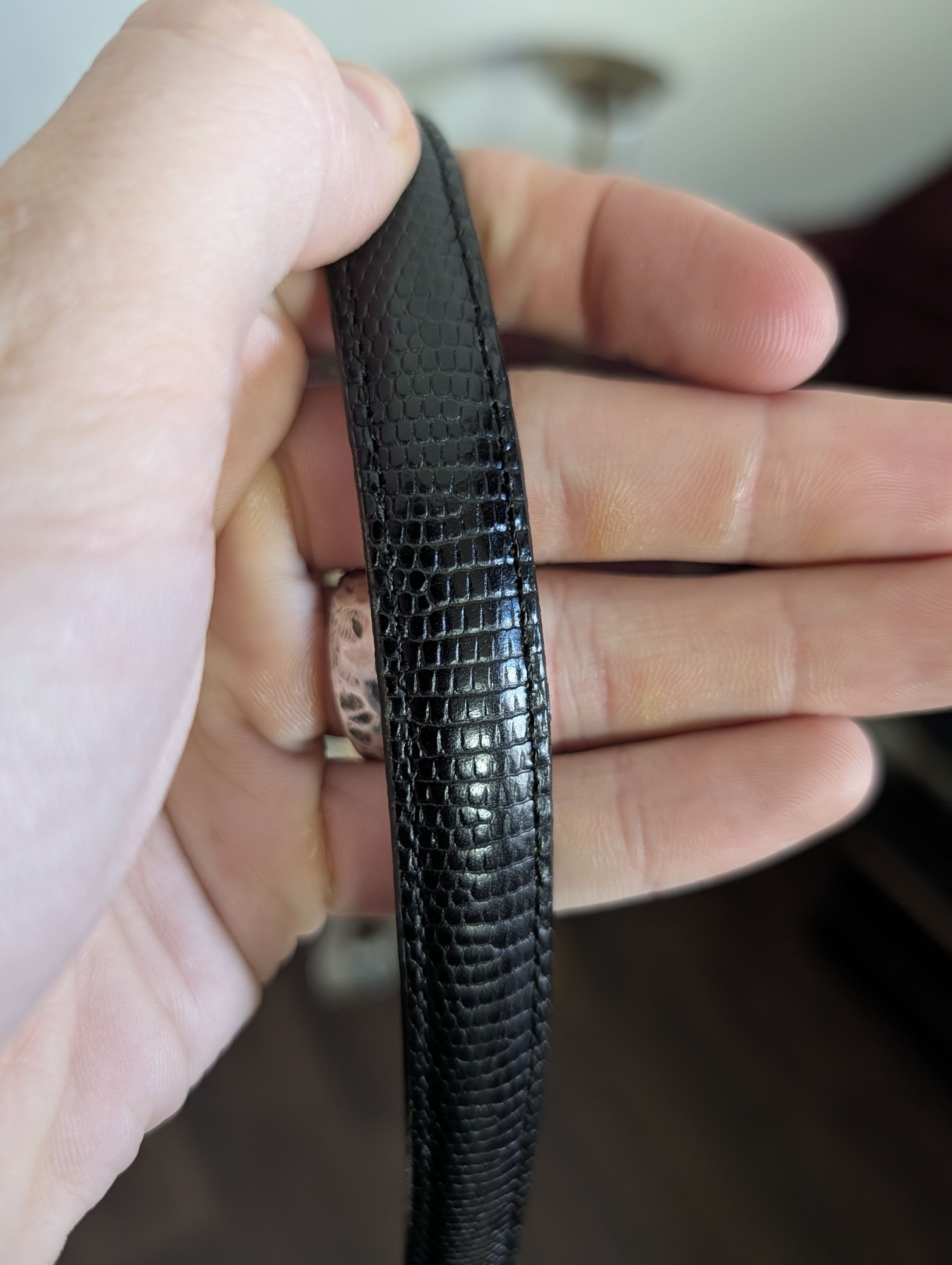 Brighton Skinny black lizard art deco chain hinges belt Large Size 34 - 10 Thumbnail
