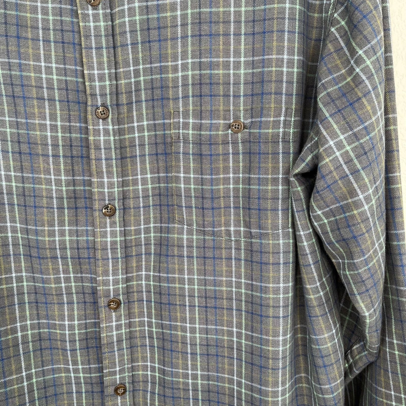 Flannel Haggar Long Sleeve Gray Button Front Plaid Flannel Shirt Size US XL / EU 56 / 4 - 8 Thumbnail