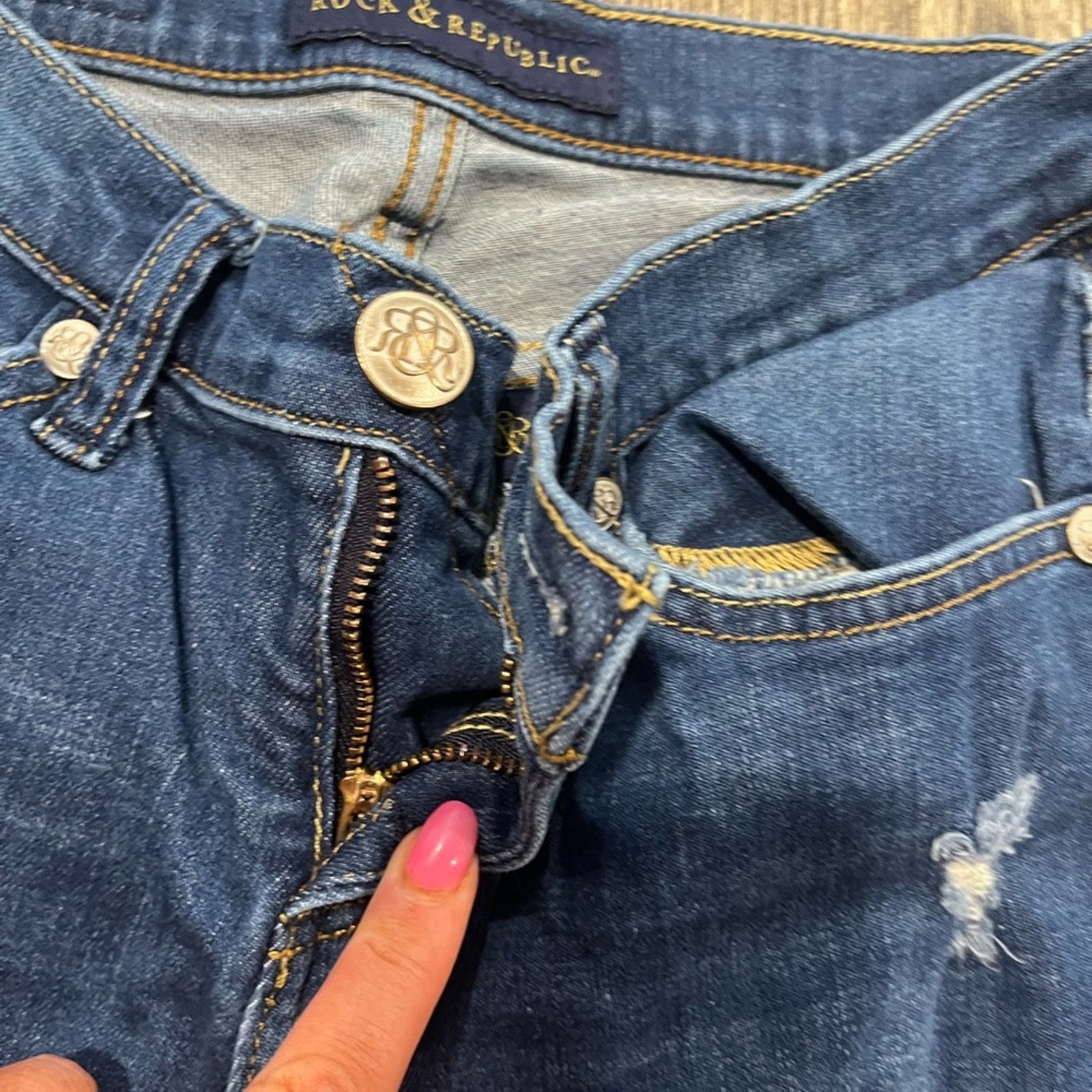 Rock & Republic Rock & Republic Berlin Straight Jeans Pockets Distressed 2 Size 26" / US 2 / IT 38 - 7 Thumbnail
