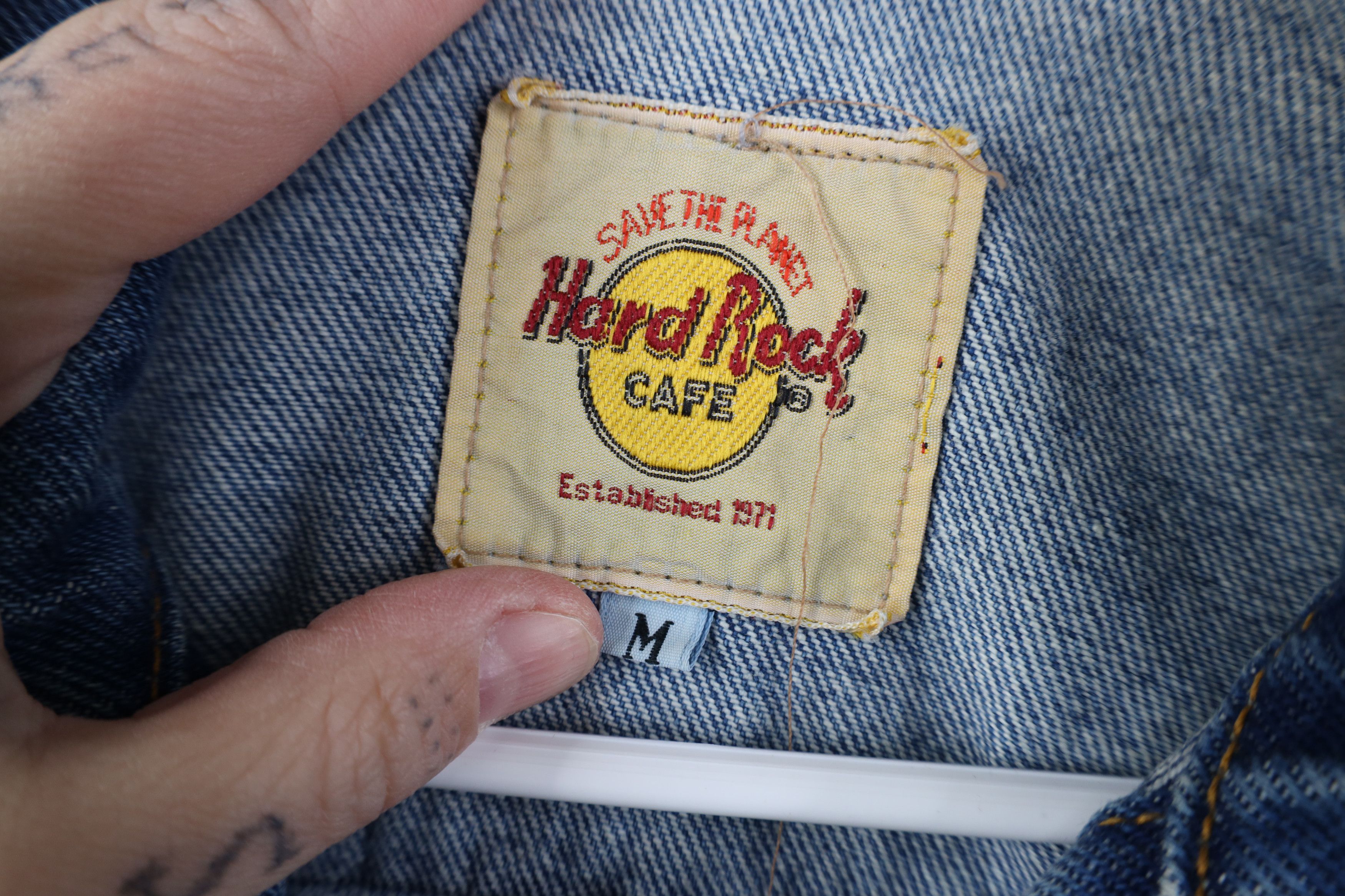 Hard Rock Cafe Vintage 90s Hard Rock Cafe The Planet Denim Trucker Jacket Size US M / EU 48-50 / 2 - 10 Thumbnail