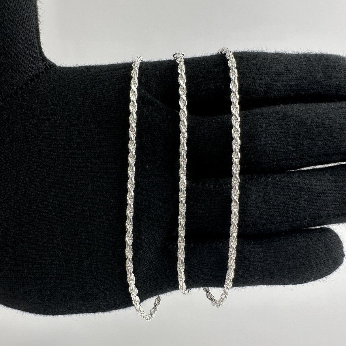 Jewelry Silver Chain Solid .925 Silver Rope Chain 2.5mm 20 Inches Size ONE SIZE - 4 Thumbnail