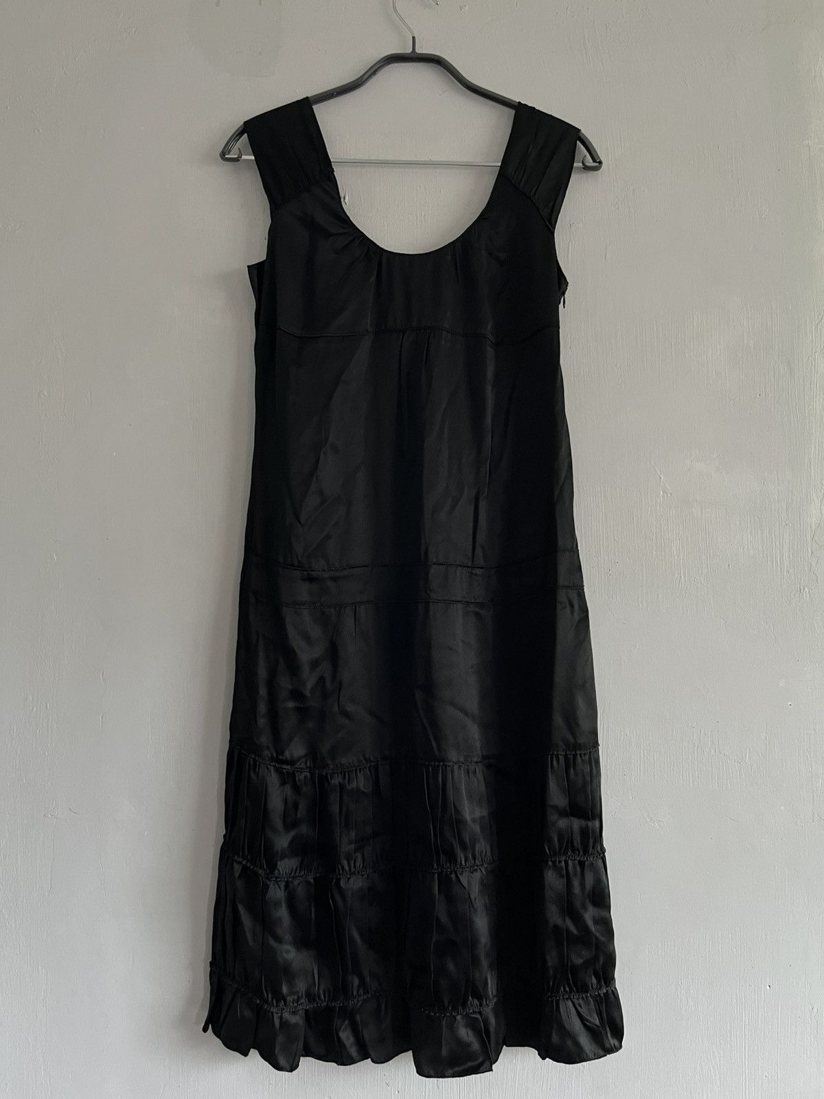 FW06 Miu Miu Pleated Tiered Silk Dress