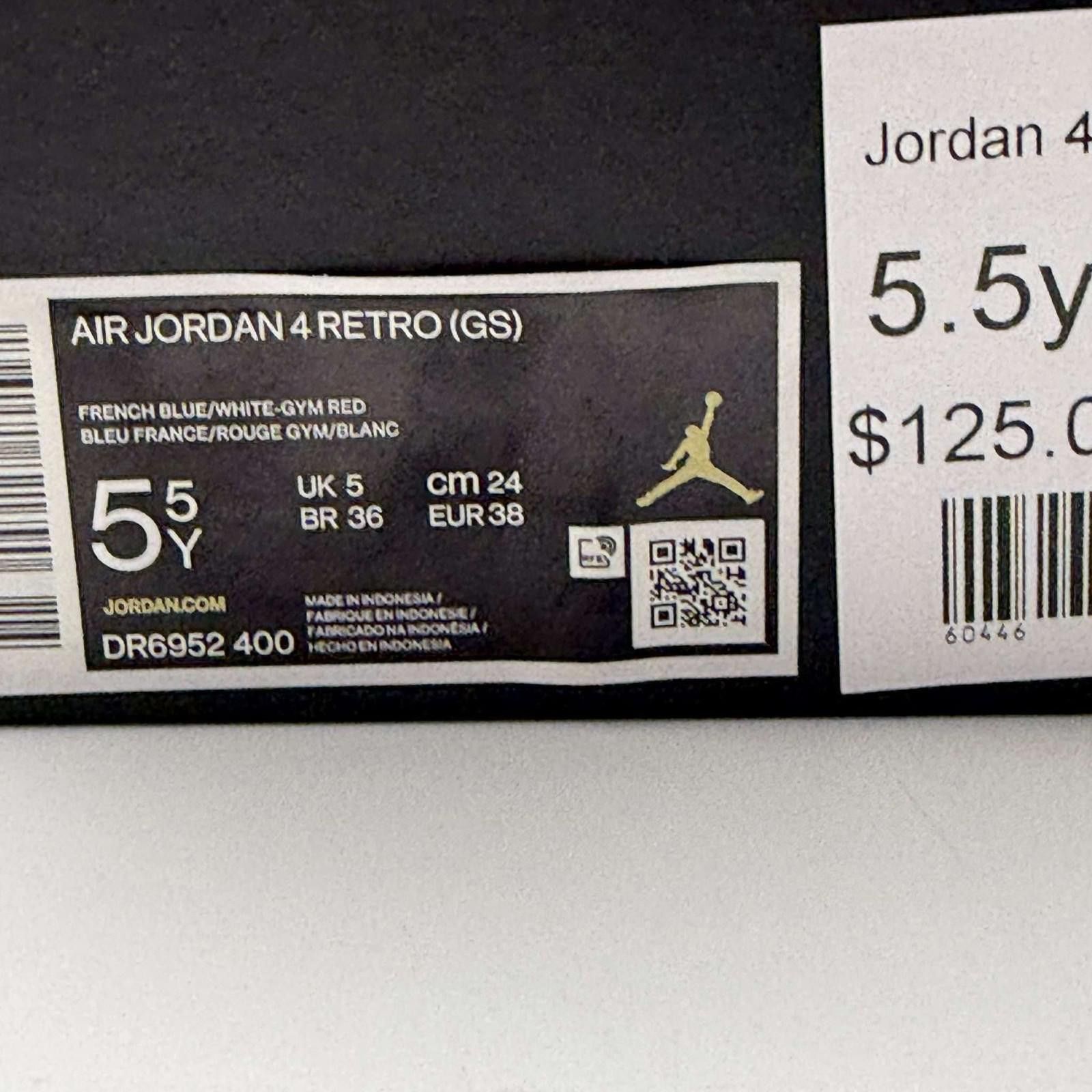 Jordan Brand Air Jordan 4 Retro GS French Blue White Gym Red 5.5Y Size US 5.5 / EU 38 - 10 Thumbnail