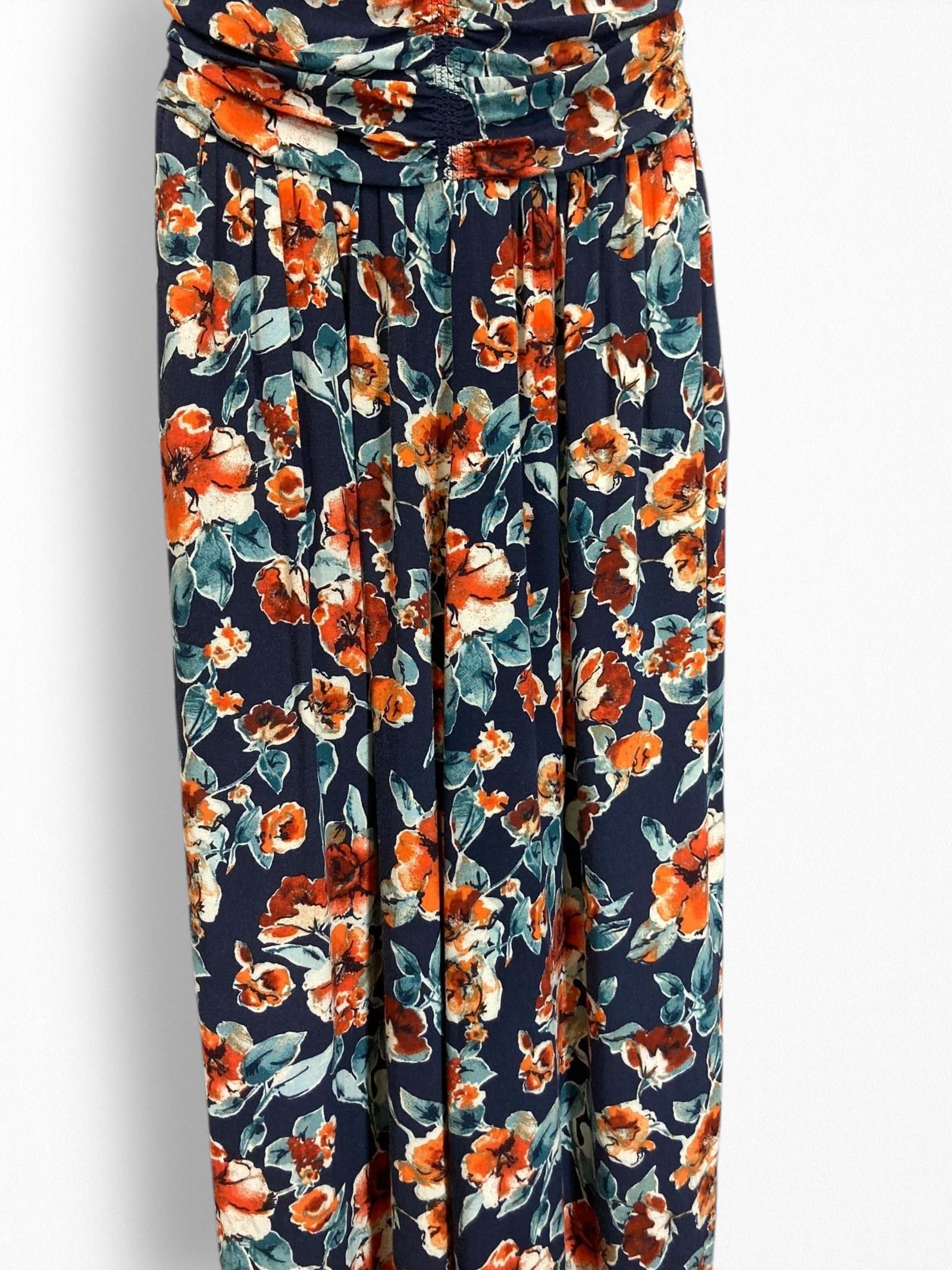Designer Strapless Floral Jumpsuit with Smocked Bodice & Pockets Size 26" / US 2 / IT 38 - 5 Thumbnail