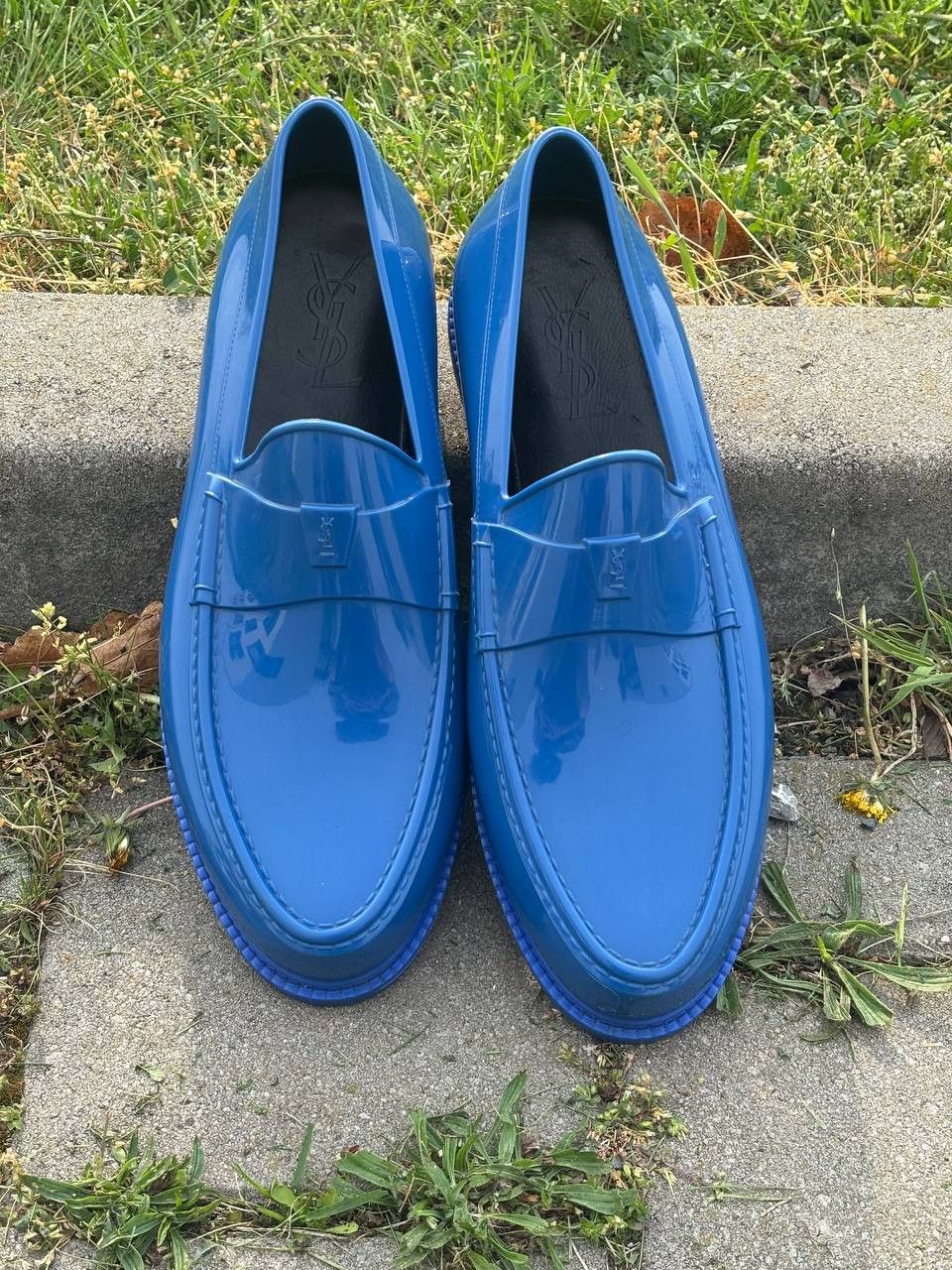 Yves Saint Laurent Spring 2012 Cobalt Blue Kennedy Rubber Loafers Size US 12 / EU 45 - 2 Thumbnail