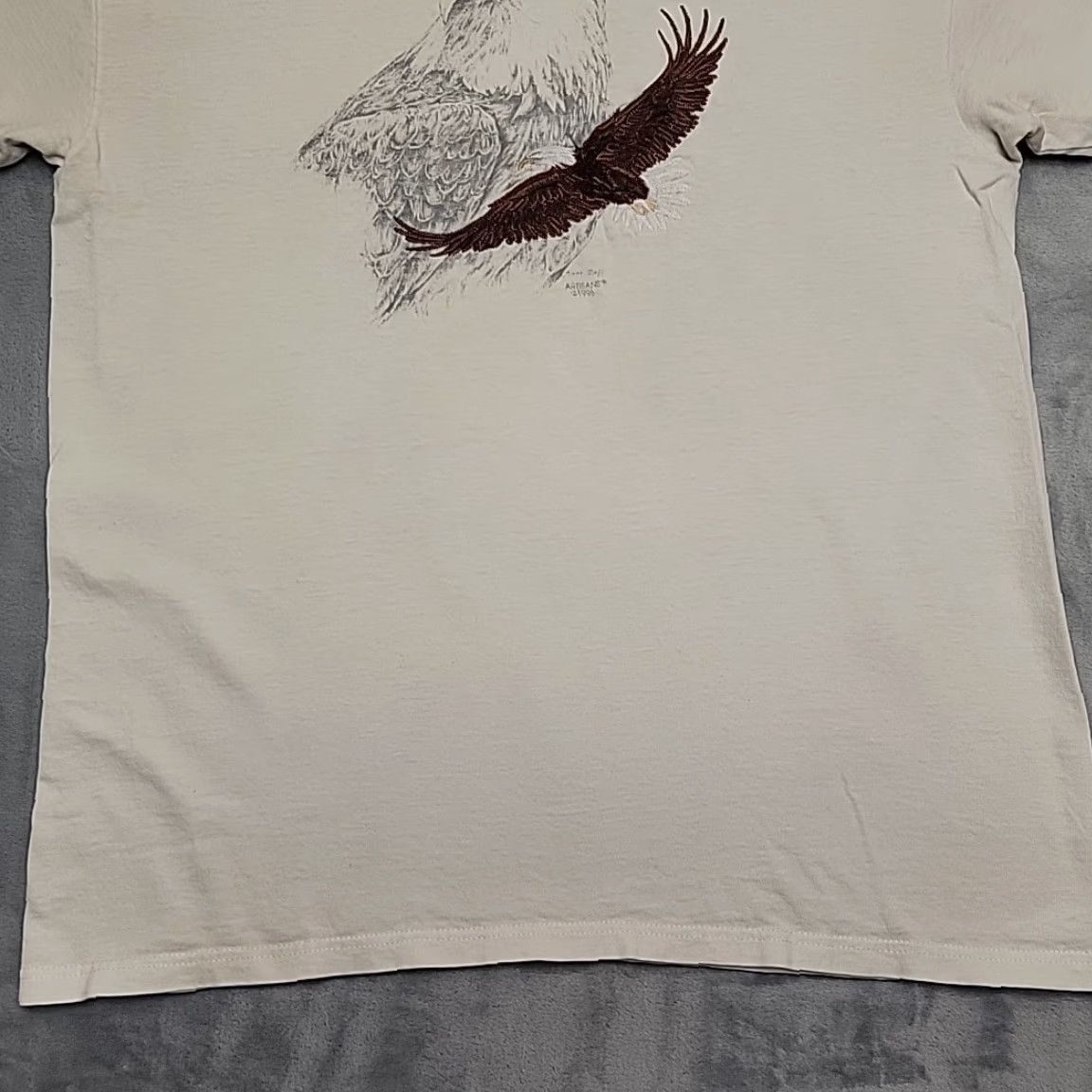 Vintage VTG Nature Shirt Adult L White Embroidered Bald Eagle Single Stitch Made in USA Shirt Mens White Bald Eagle 90s USA Vintage Size US L / EU 52-54 / 3 - 2 Thumbnail