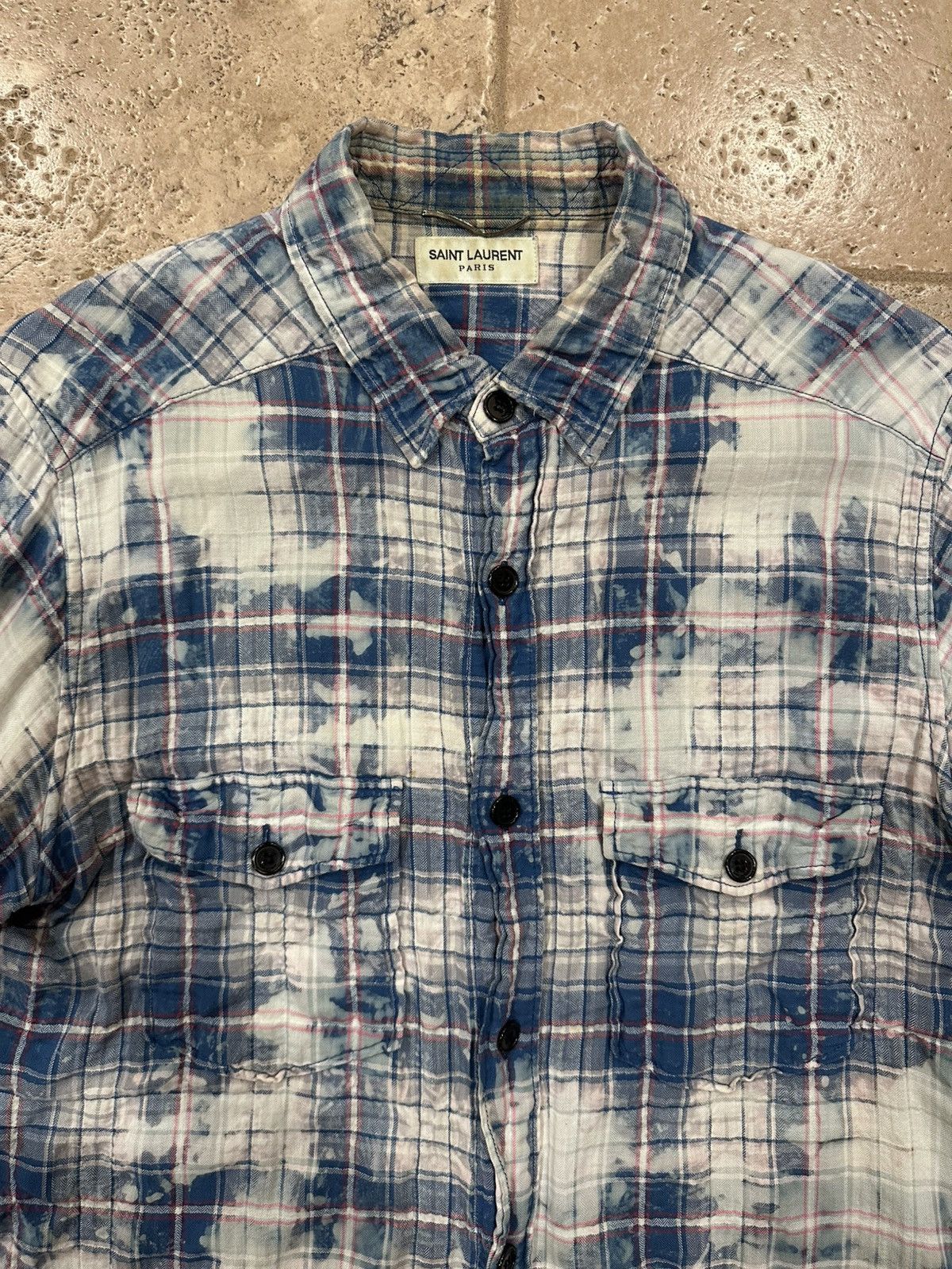 Saint Laurent Paris Saint Laurent x Hedi SS16 Surf Sound Bleach Shirt Flannel Size US L / EU 52-54 / 3 - 7 Thumbnail