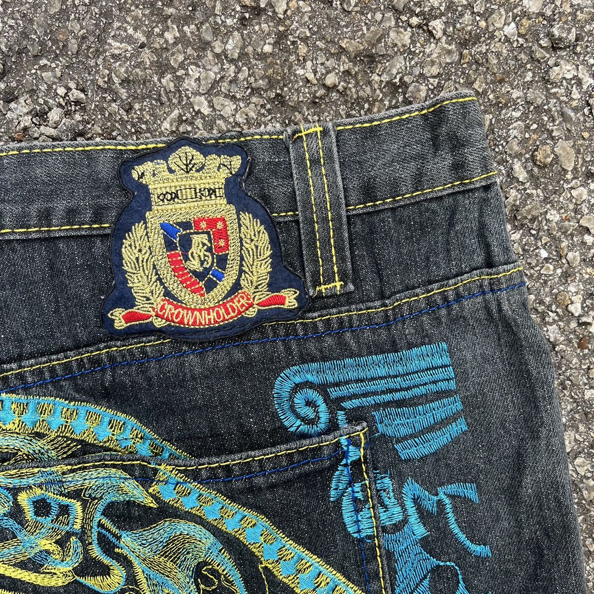 JNCO Vintage Crown Holder Arts Embroidery Denim Jeans Size US 40 / EU 56 - 11 Thumbnail