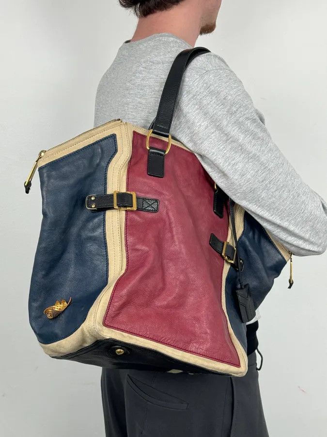 Yves Saint Laurent 2000s Yves Saint Laurent Burgundy Leather Colorblock Handle Bag Size ONE SIZE - 3 Thumbnail