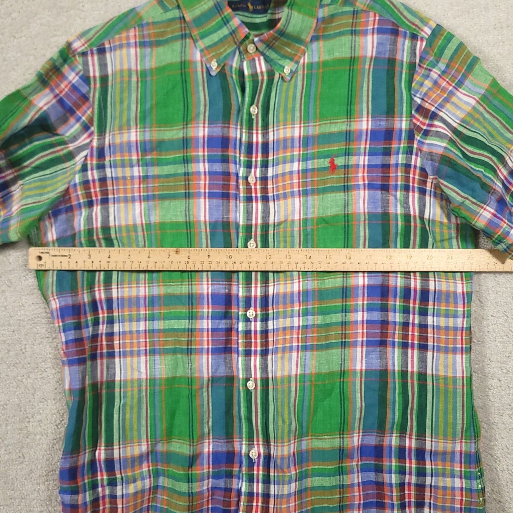 Ralph Lauren Ralph Lauren Shirt Mens L Colorful 100% Linen Plaid Madras Camp Pony Shirt Size US L / EU 52-54 / 3 - 3 Thumbnail