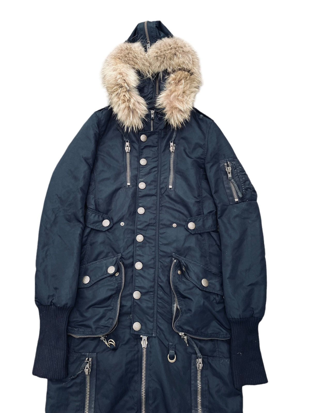14th Addiction 2000s SLY - Fur Hoodie Extra Long Cargo Jacket Size US S / EU 44-46 / 1 - 8 Thumbnail