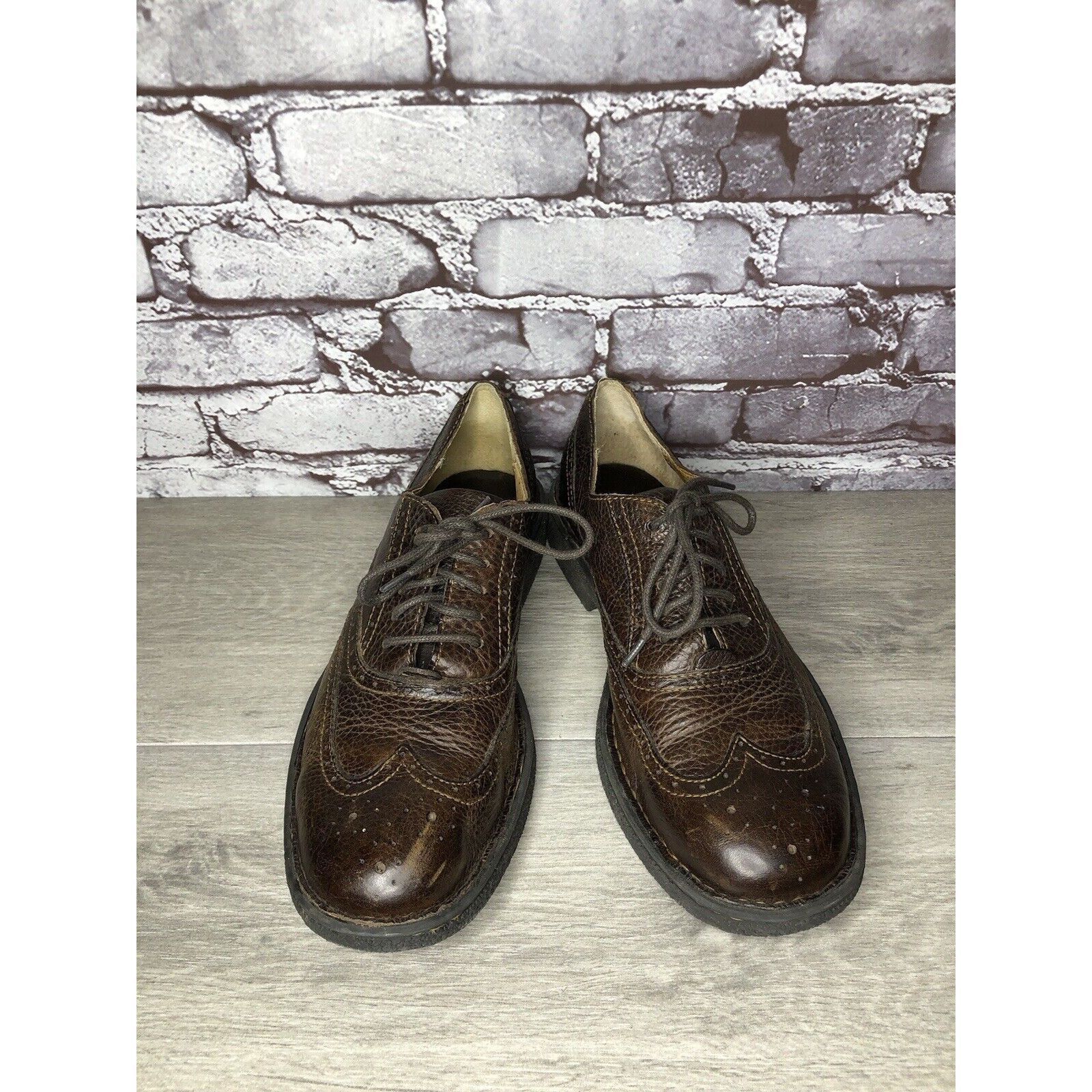 Born Born Brown Leather Brogue Wingtip Oxfords Lace Casual Shoes Size US 10 / EU 43 - 21 Thumbnail