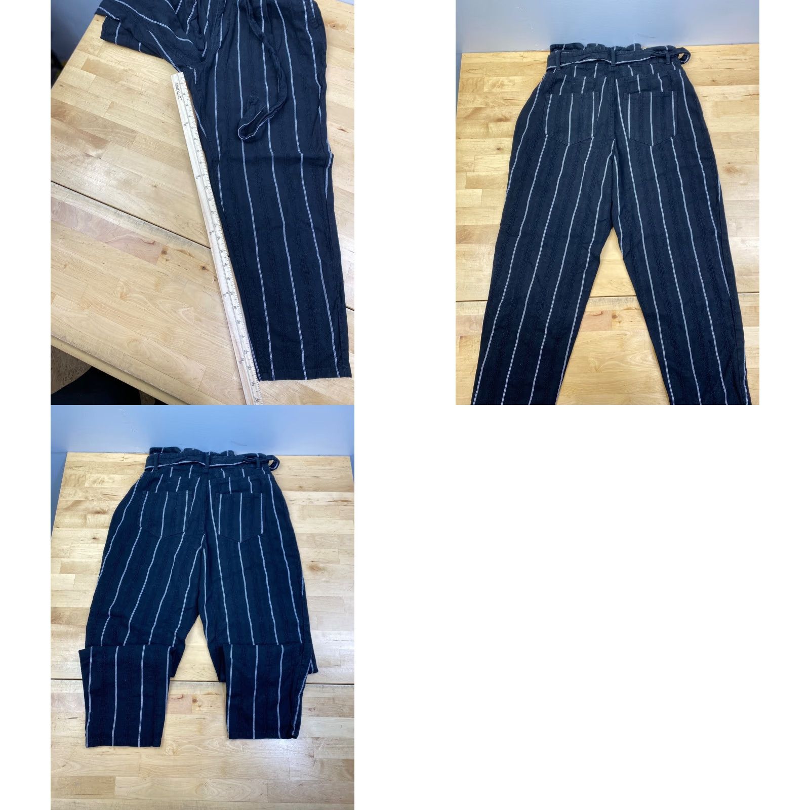 Vintage WHO WHAT WEAR Pants Womens 2 Black Pinstrip High Waist Casual Belted Tapered Ankle City Preppy Mens? No—Women Size 26" / US 2 / IT 38 - 8 Thumbnail