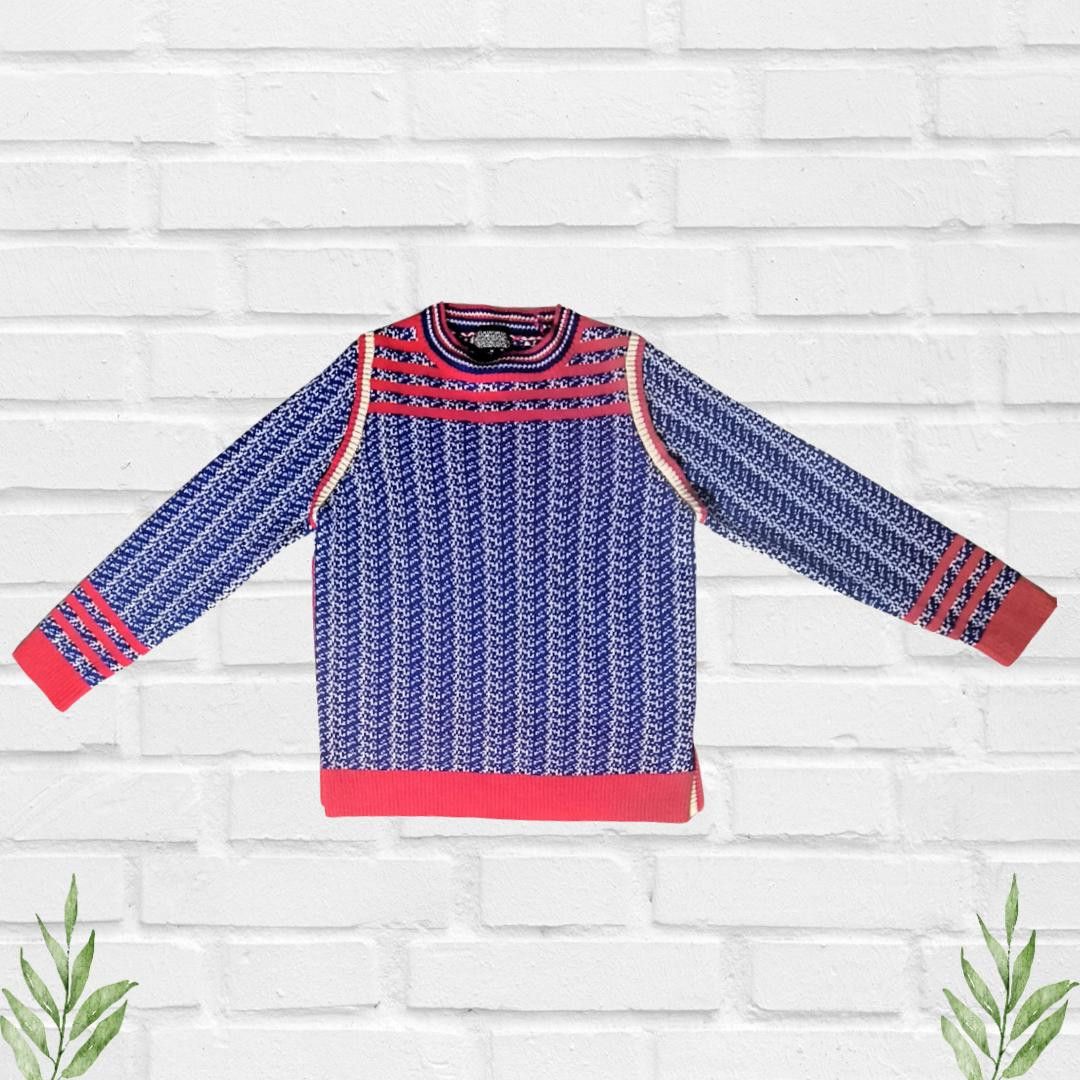 Designer Vintage Lucca Couture Women's Blue Knit Sweater Size M Size M / US 6-8 / IT 42-44 - 6 Thumbnail