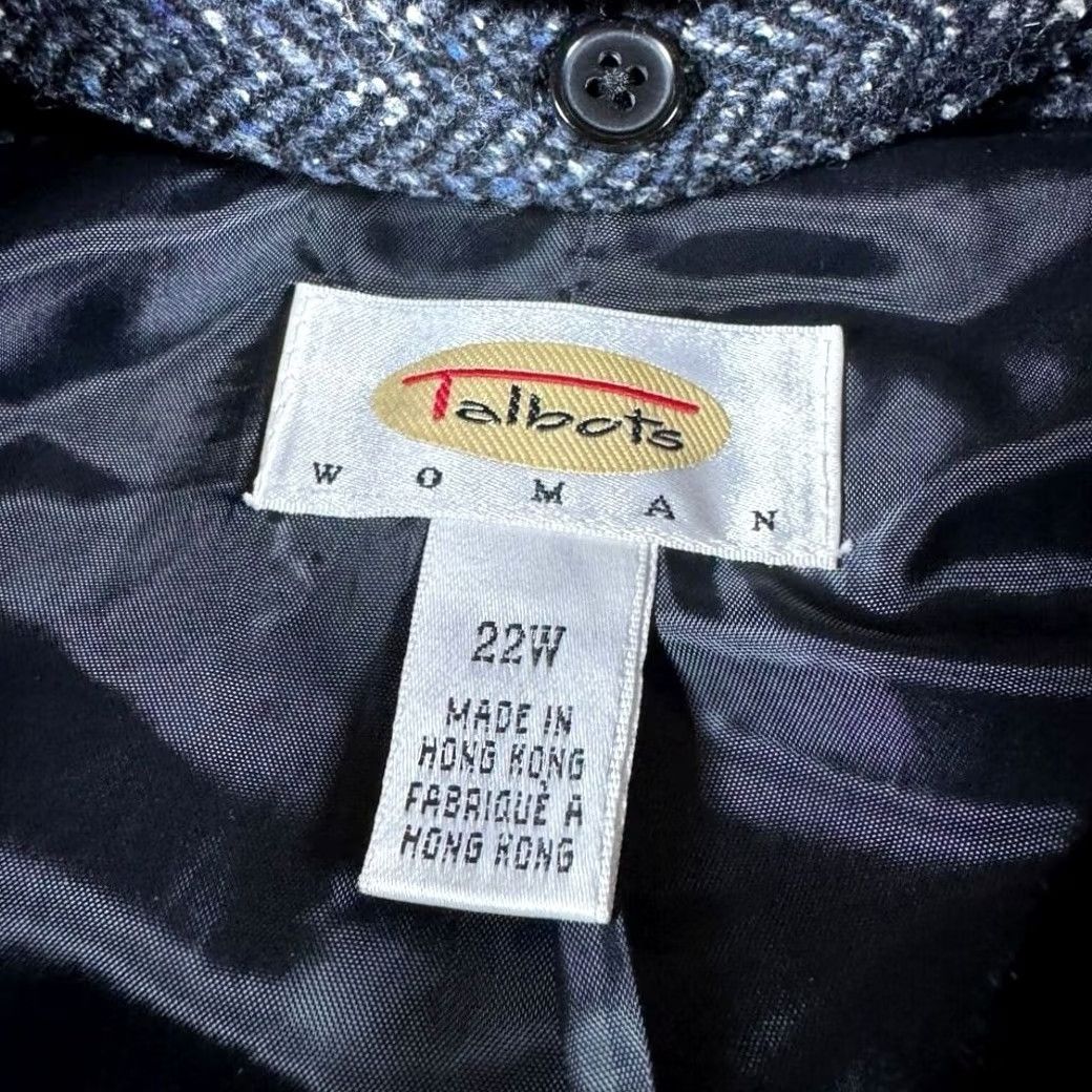 Talbots VINTAGE Talbots Wool Jacket Womens 22W Herringbone Silk Coat Faux Fur Retro Glam Jacket Coat Size 3XL / US 20-22 - 4 Thumbnail
