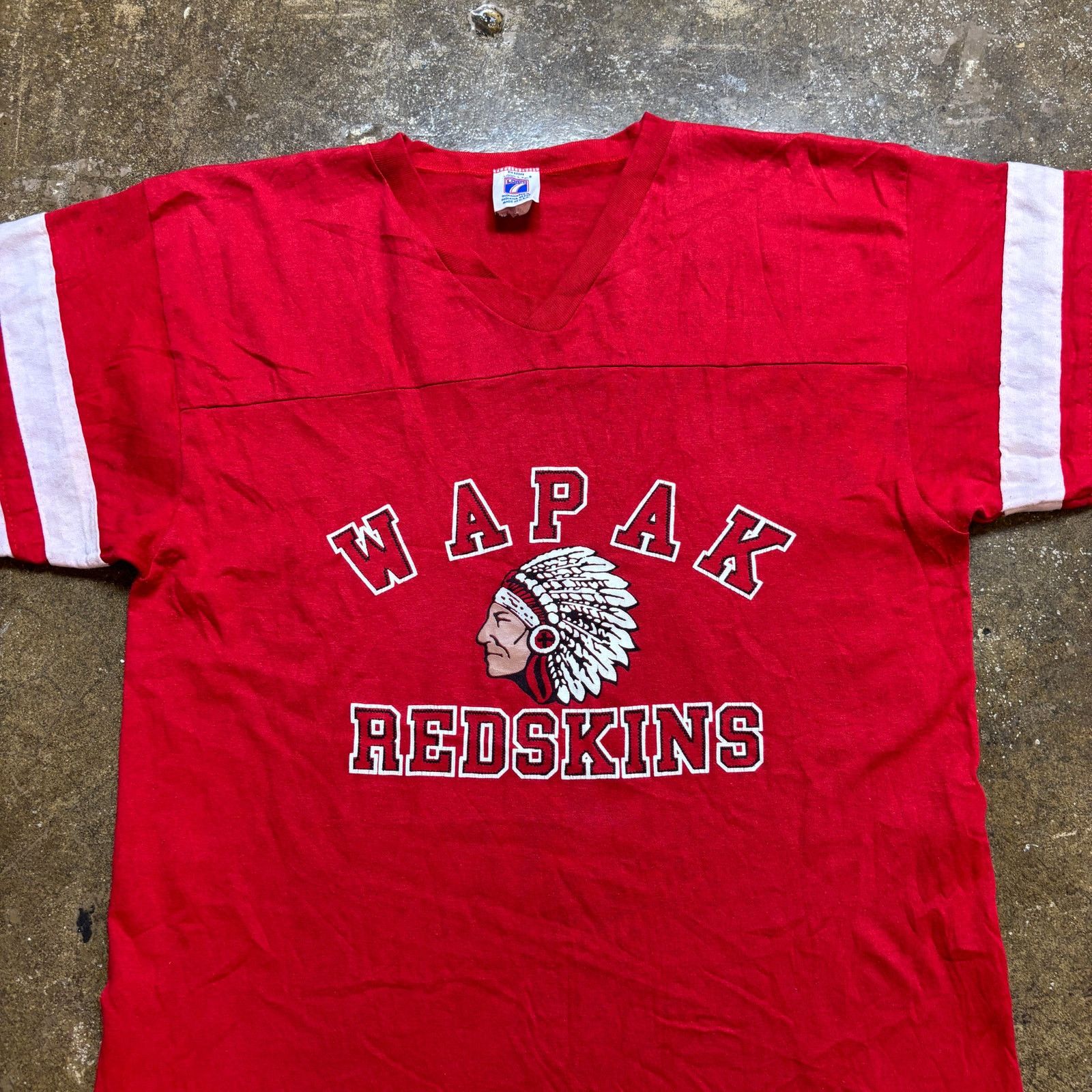 Logo 7 × Vintage Vintage 80s Wapak Redskins High School Single Stitch Shirt M Size US M / EU 48-50 / 2 - 2 Thumbnail