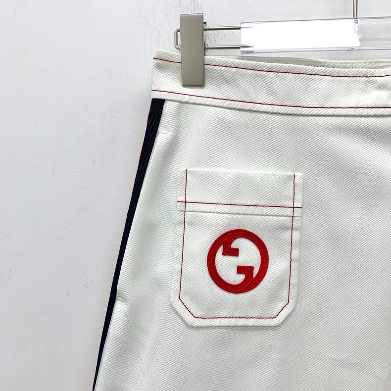 Gucci Gucci 23 white side striped webbing logo embroidered cotto Size 26" / US 2 / IT 38 - 3 Thumbnail