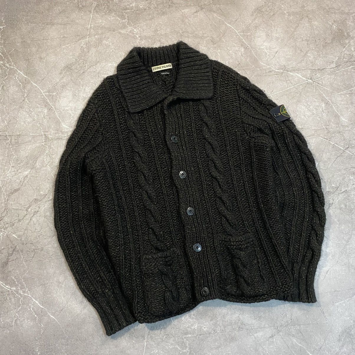 Massimo Osti RARE ! VINTAGE STONE ISLAND WOOL CARDIGAN SWEATER 2002 Size US L / EU 52-54 / 3 - 1 Thumbnail