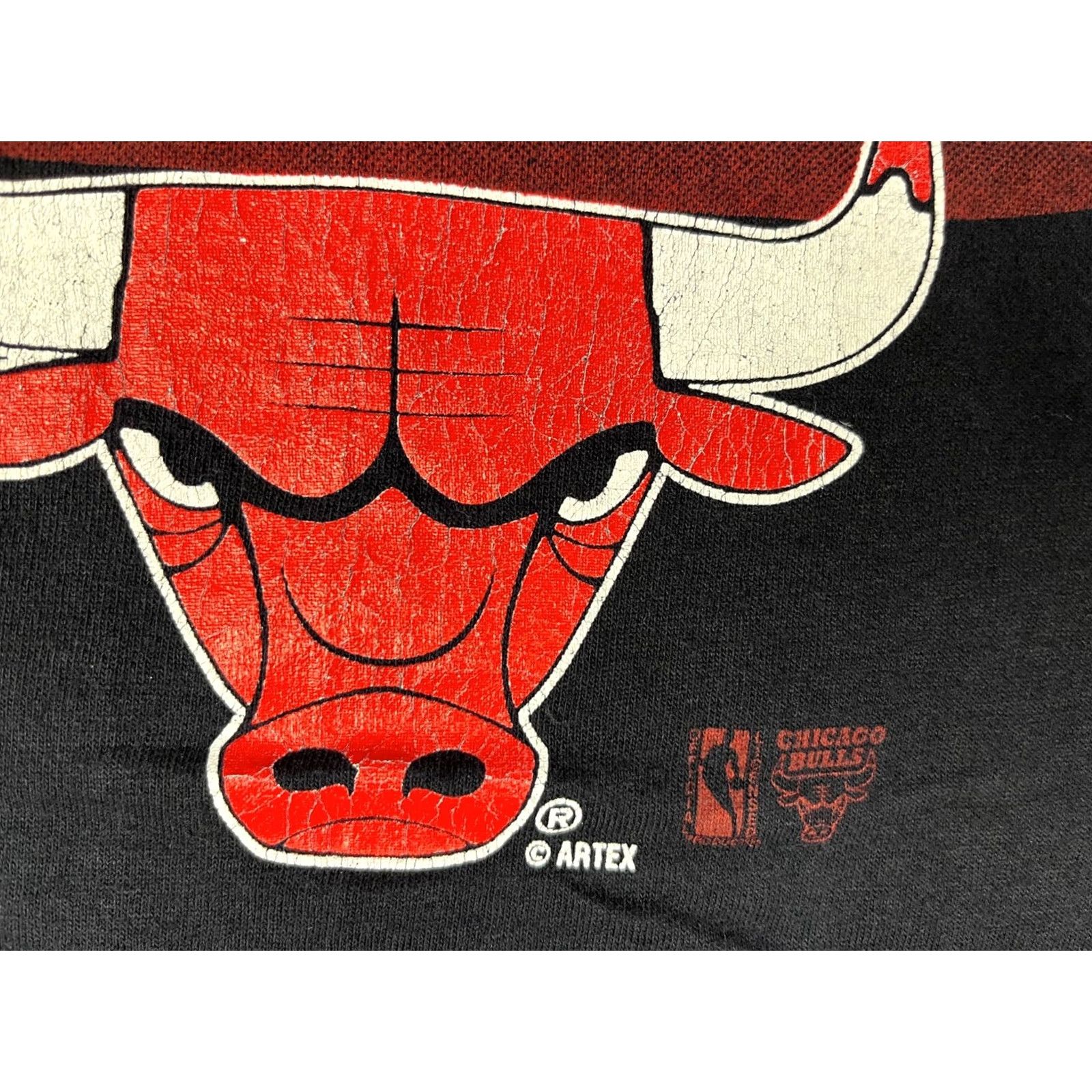 Vintage Artex Sportswear Men's Vintage 90s Chicago Bulls T-Shirt Shirt Small Black 100% Cotton Mens Size US S / EU 44-46 / 1 - 5 Thumbnail