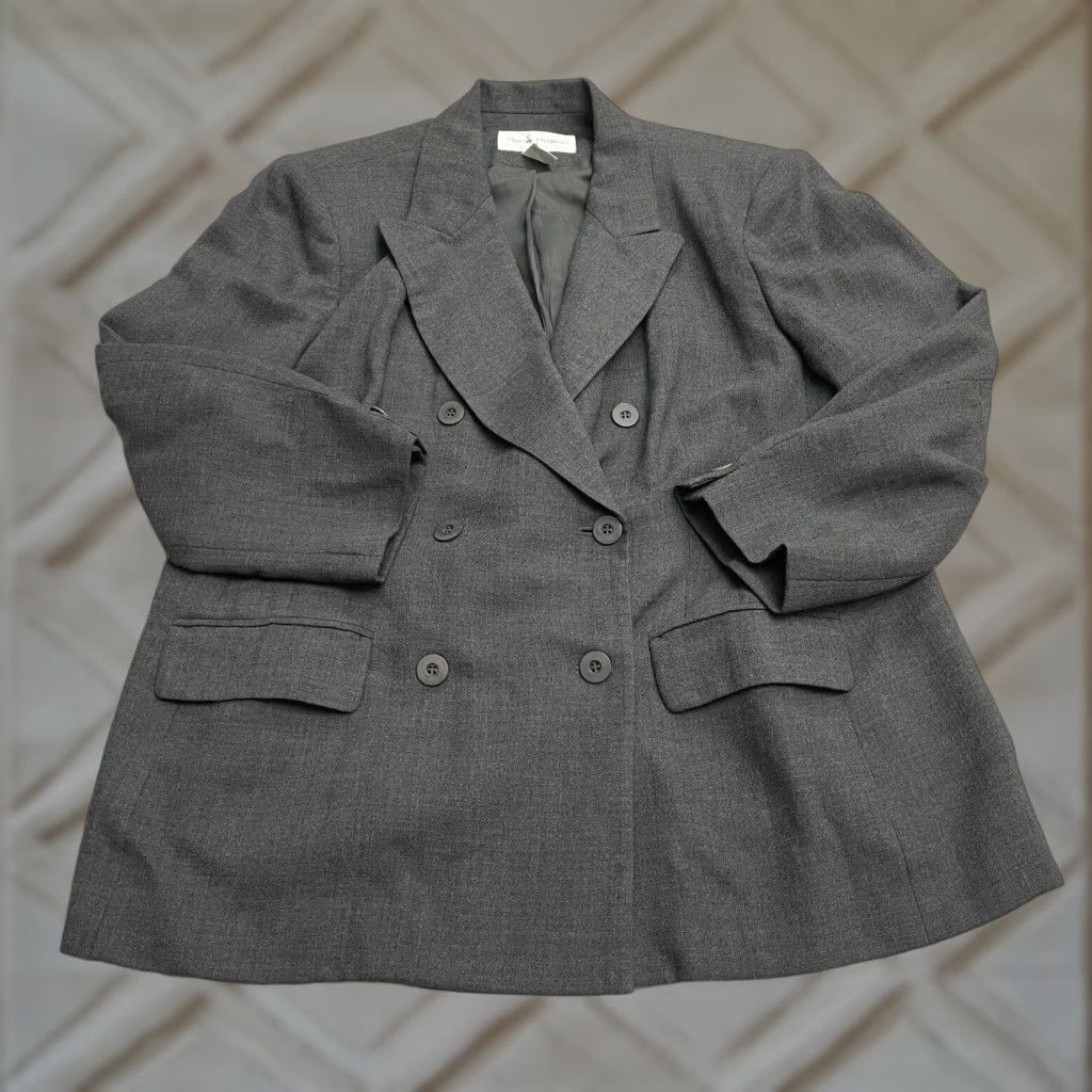 Doublet Rena Rowan Wool Blazer Jacket 16W Womens Gray Double Breasted Business Work Size XXL / US 16-18 / IT 52-54 - 1 Thumbnail