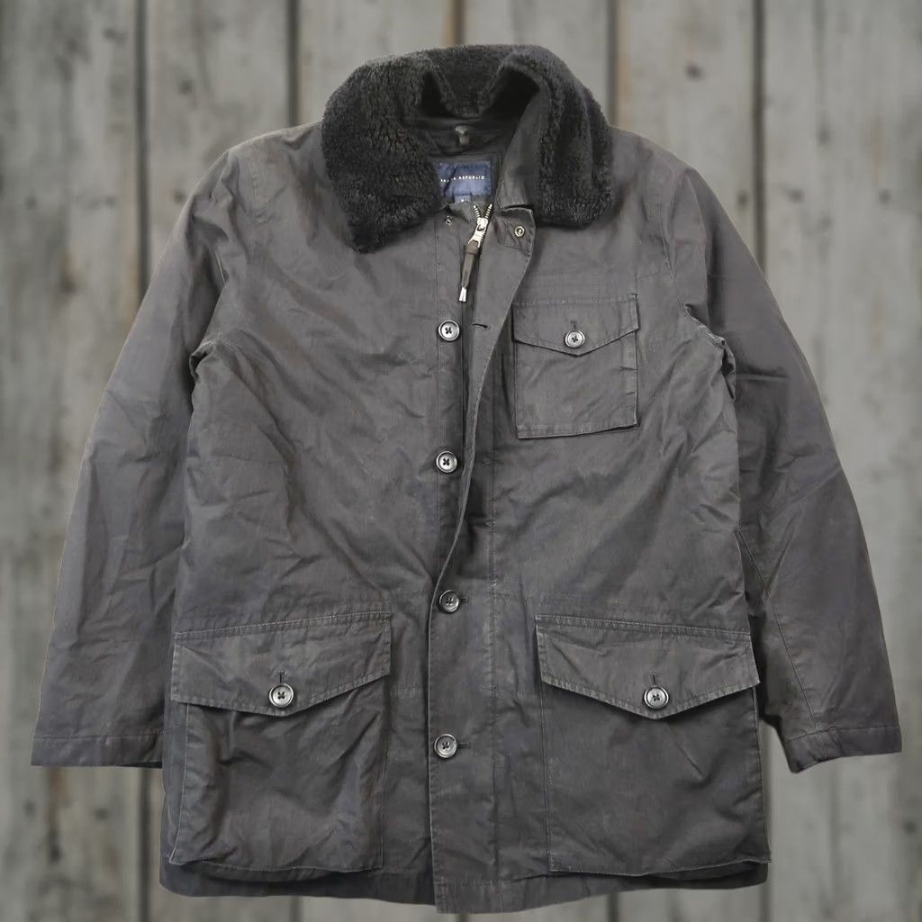 Banana Republic Banana Republic Mens Field Jacket Black M Detachable Faux Shearling Collar Quilt Size US M / EU 48-50 / 2 - 1 Thumbnail