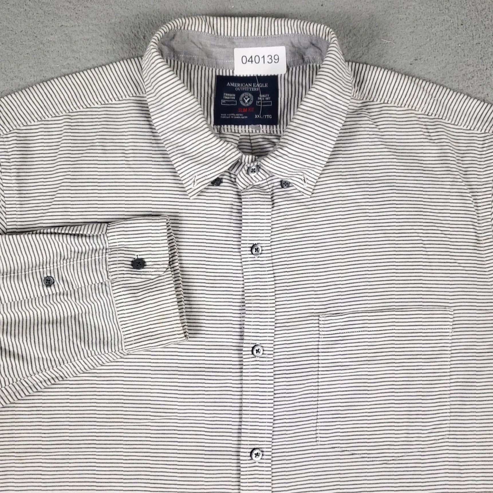 American Eagle Outfitters American Eagle Button-Up Shirt Mens 2XL Brown Striped Long Sleeve Casual Size US XXL / EU 58 / 5 - 2 Thumbnail