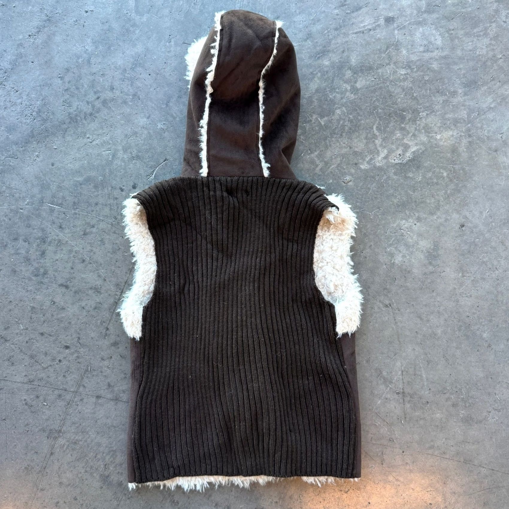 Vintage VINTAGE Y2K Brown Suede Faux Fur Hoodie Vest Women Large M Fits Medium Brown Womens Hoodie Vest Size M / US 6-8 / IT 42-44 - 2 Thumbnail