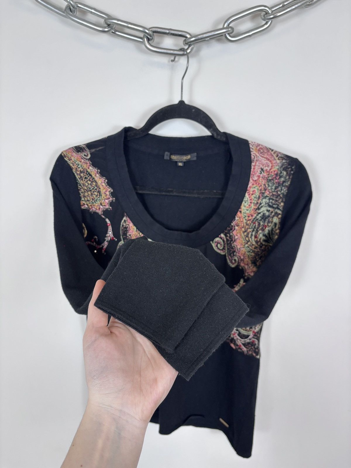 Roberto Cavalli Roberto Cavalli Vintage Women’s Rhinestones Long Sleeve Tee Size XL / US 12-14 / IT 48-50 - 8 Thumbnail