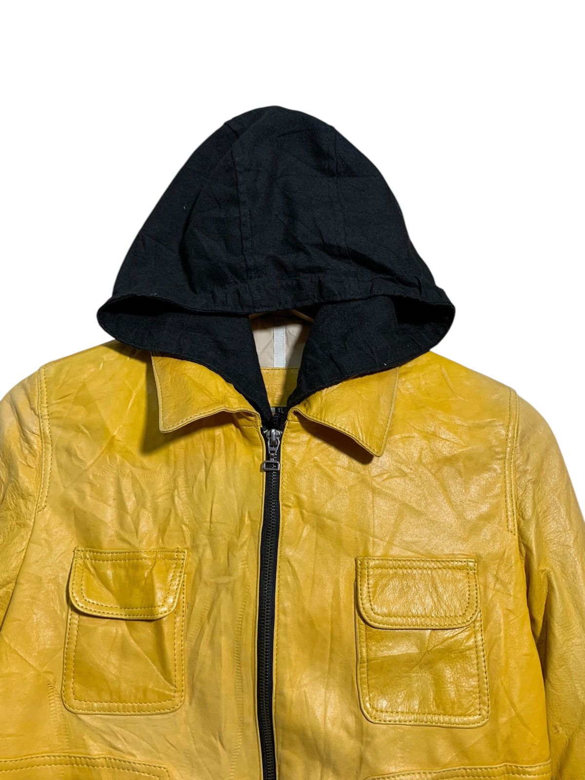 Genuine Leather 🔥RARE YELLOW LEATHER PARK HOODIE JACKETS Size US XL / EU 56 / 4 - 4 Thumbnail