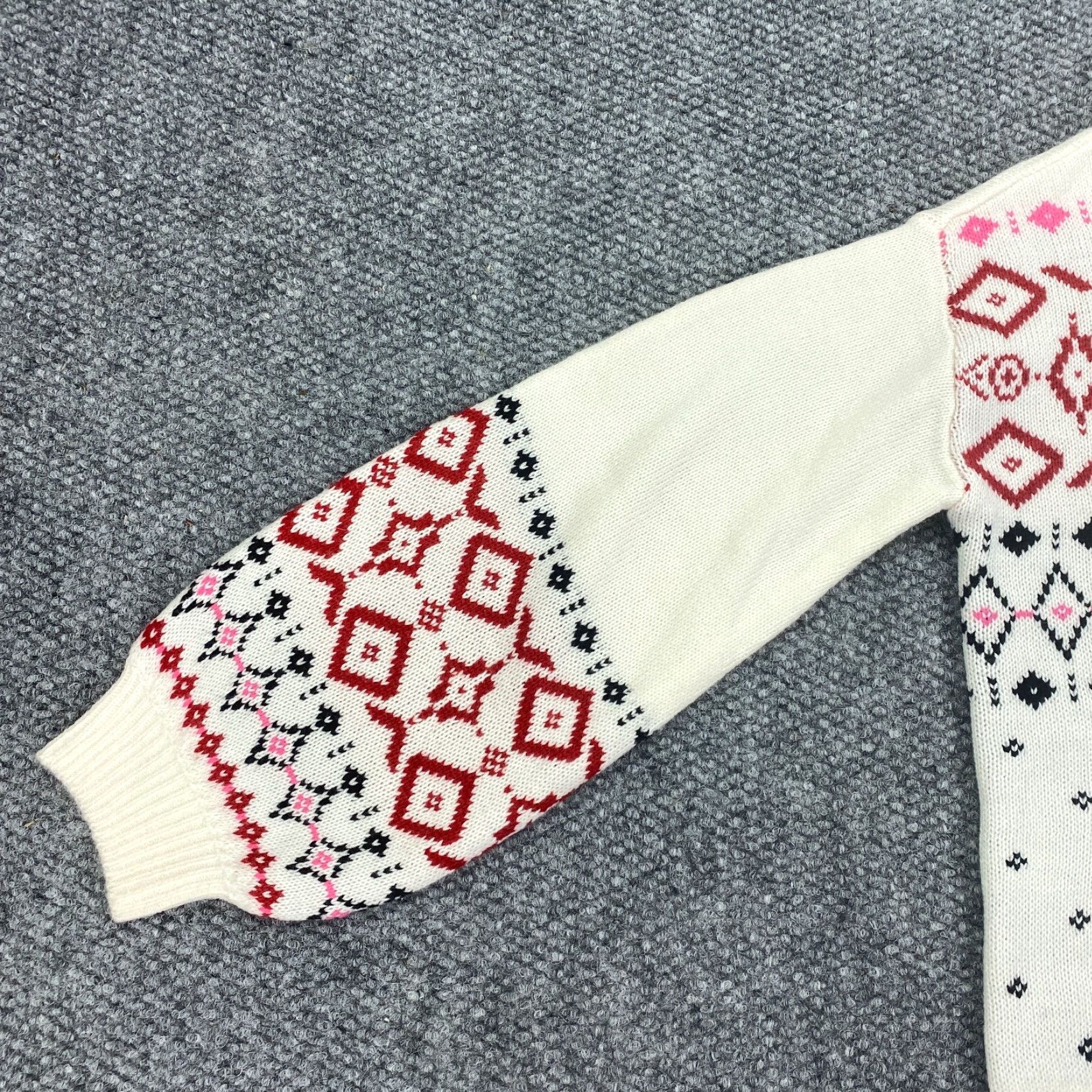 Vintage St Johns Bay Womens Sweater XS Ivory Snowflake Christmas Holiday Balloon Sleeve Pullover Size XS / US 0-2 / IT 36-38 - 7 Thumbnail