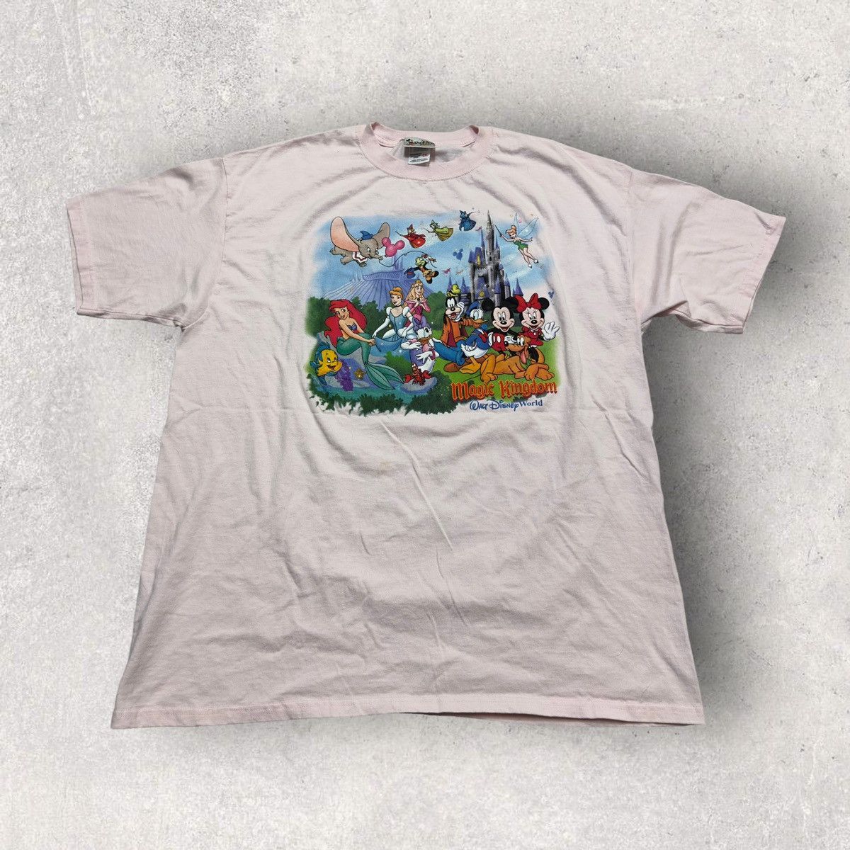 image of Disney x Vintage Magic Kingdom Tee in Pink, Men's (Size 2XL)