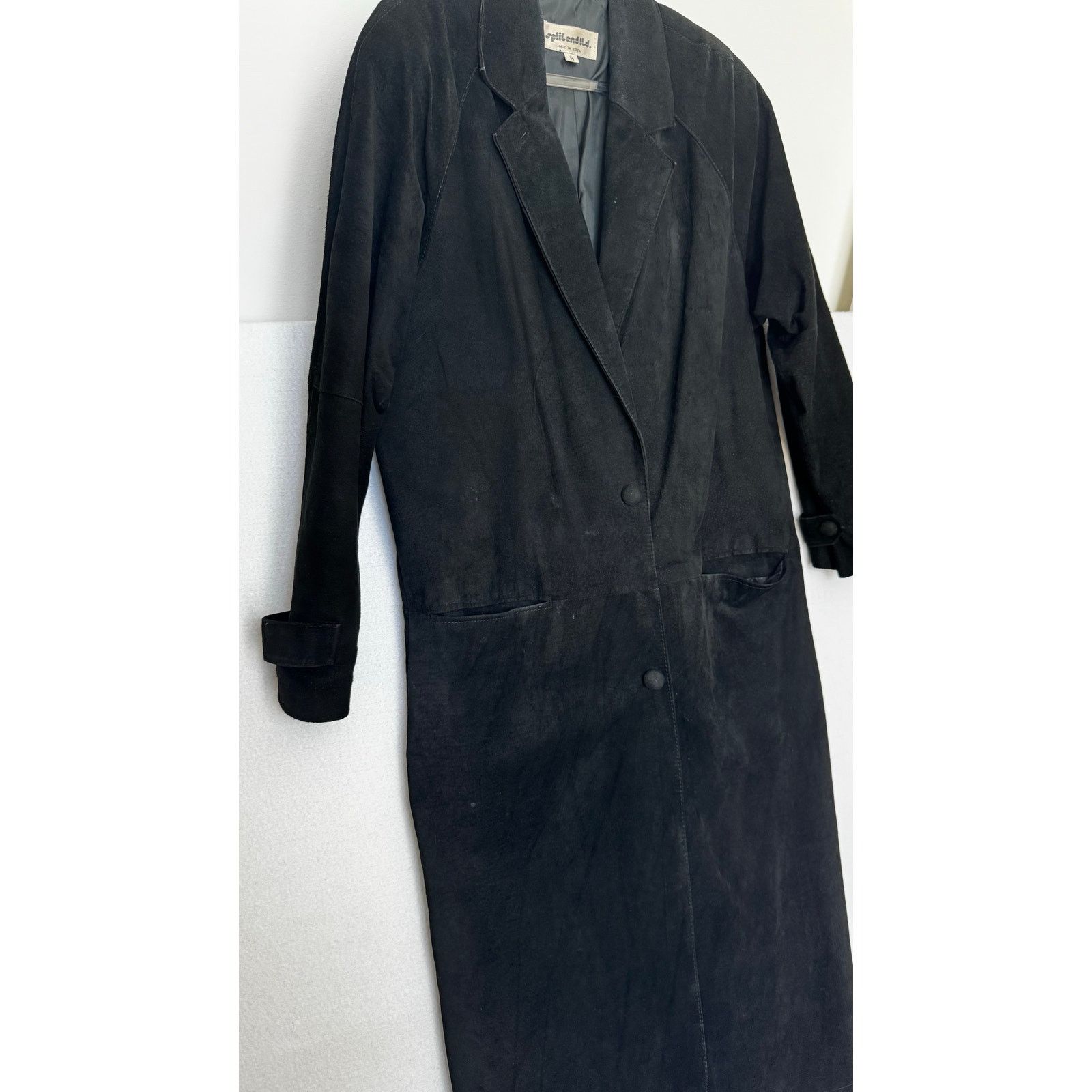 Vintage 90s Split End Ltd Black Suede Leather Long Coat Minimalist M Size M / US 6-8 / IT 42-44 - 13 Thumbnail