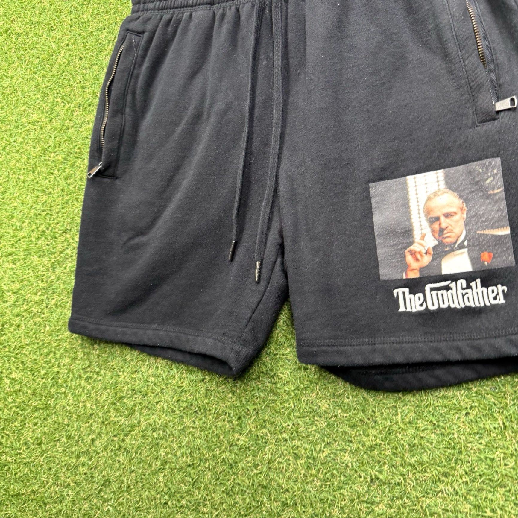 Palace The Godfather Shorts Mens Medium Black Palace Sweat Fleece Drawstring Thick Size US 31 - 2 Thumbnail