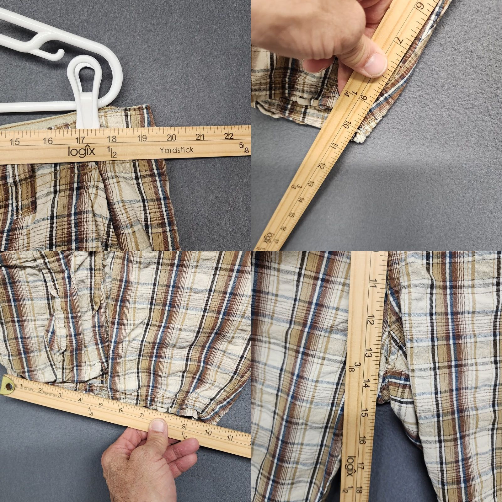 Levi's Levi's Cargo Shorts 40 Plaid Cotton Utility Casual Summer Beige Brown Mens Regular Size US 40 / EU 56 - 8 Thumbnail