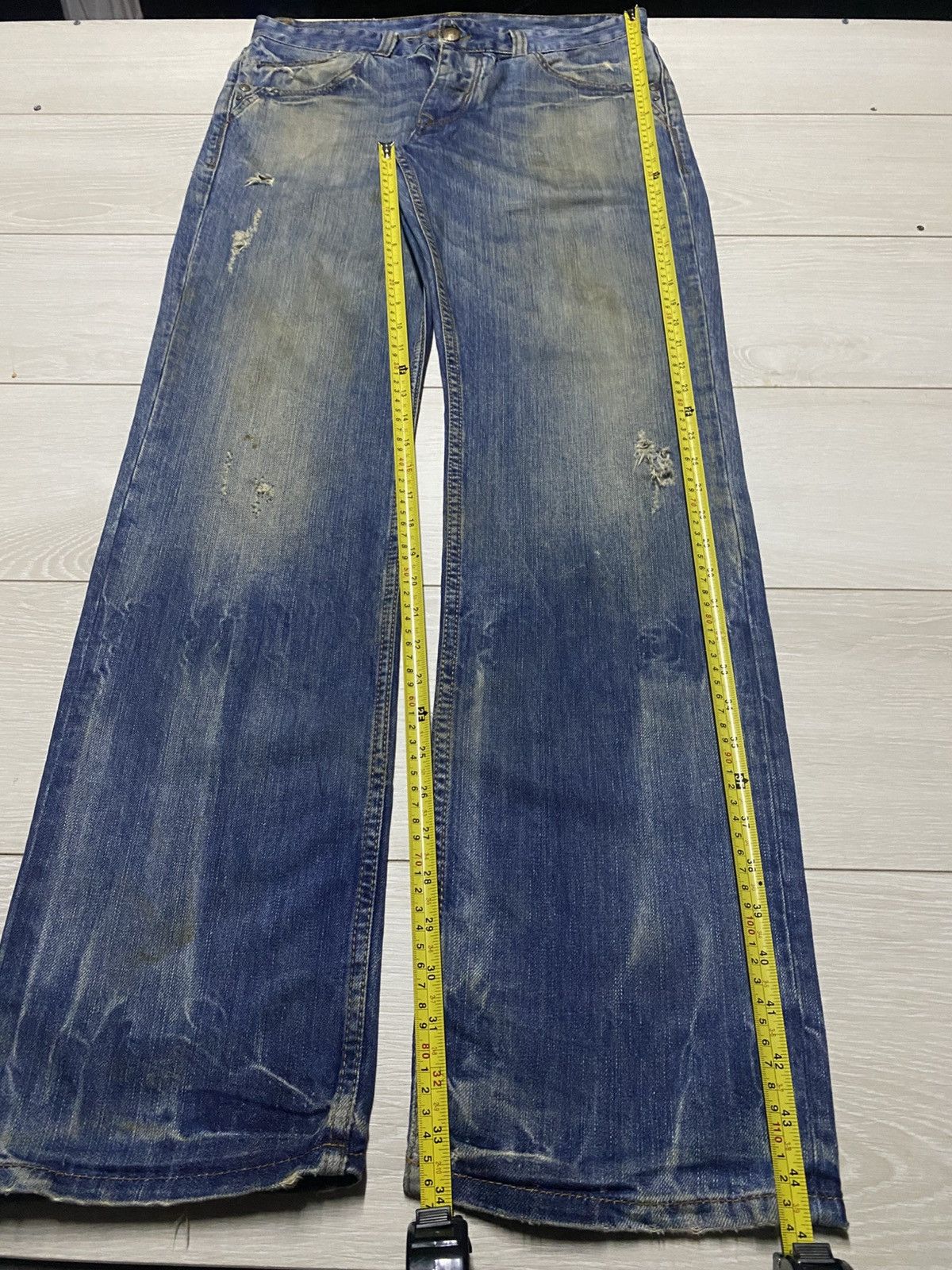 Rhude × Zara Vintage Zara Denim Mud Wash Distressed Loose Jeans Size US 34 / EU 50 - 19 Thumbnail
