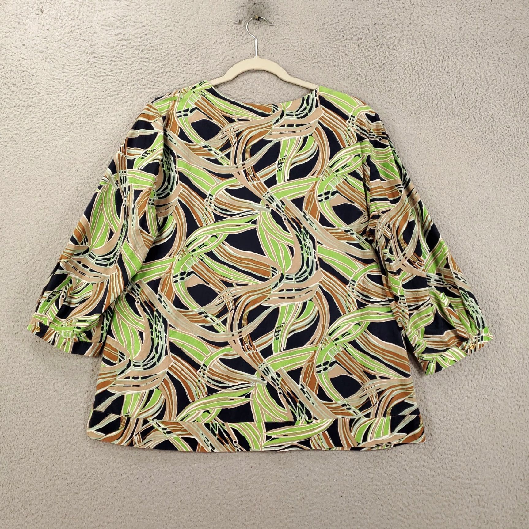 Talbots Talbots Blouse Womens 16 Multicolor Geometric 3/4 Sleeve V-Neck Tie Casual Designer Size XXL / US 16-18 / IT 52-54 - 7 Thumbnail