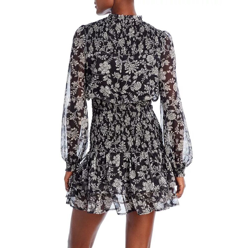 Other AQUA Floral Print Smocked Mini Dress Size L Size L / US 10 / IT 46 - 2 Thumbnail