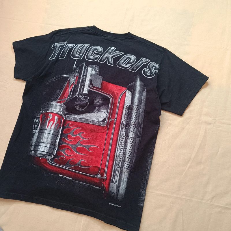 Fruit Of The Loom Truckers Black Tshirt Big Graphic Print Wolf Truck Mens M Size US M / EU 48-50 / 2 - 11 Thumbnail